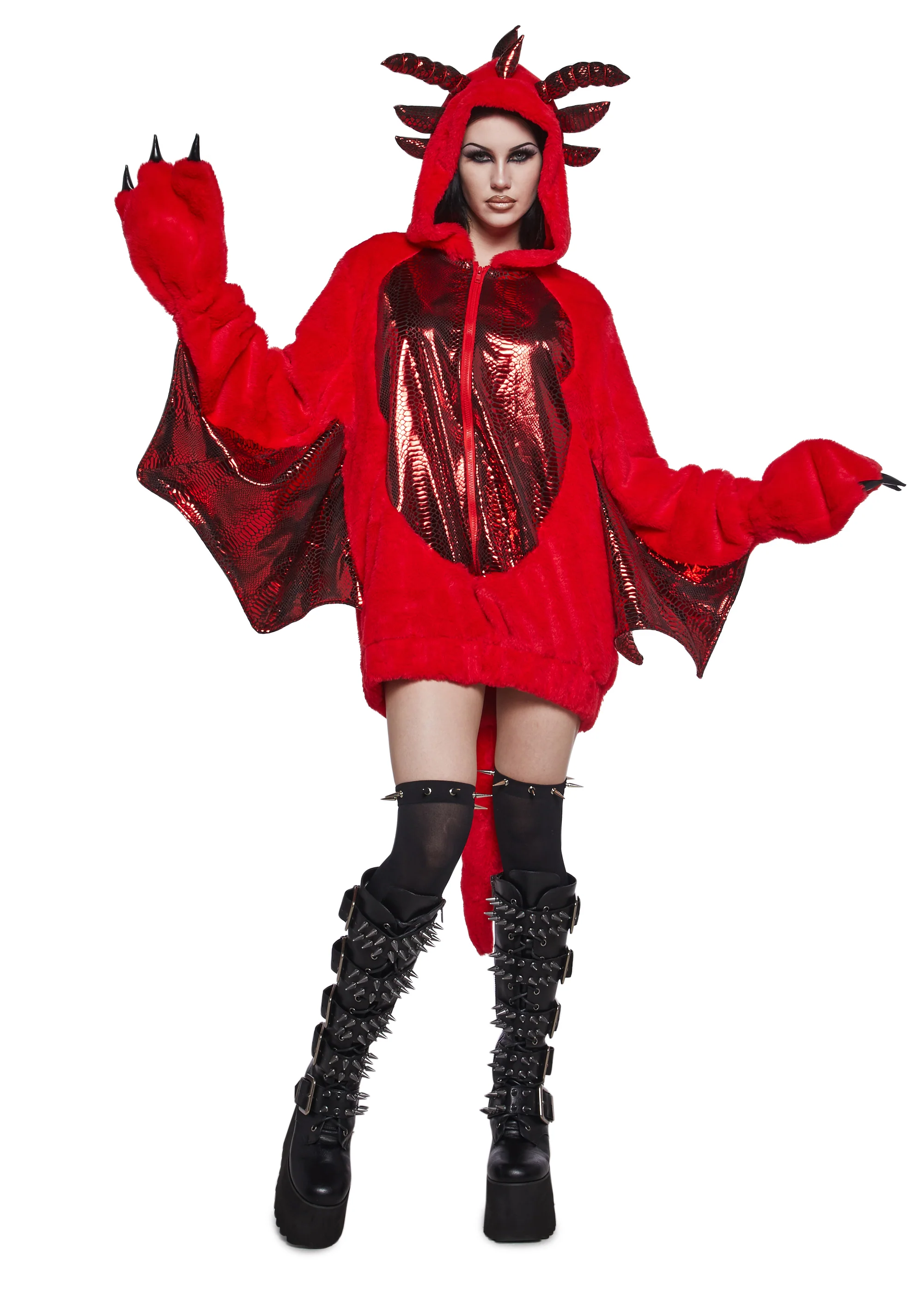 Dragon Fire Faux Fur Hoodie - Image 2