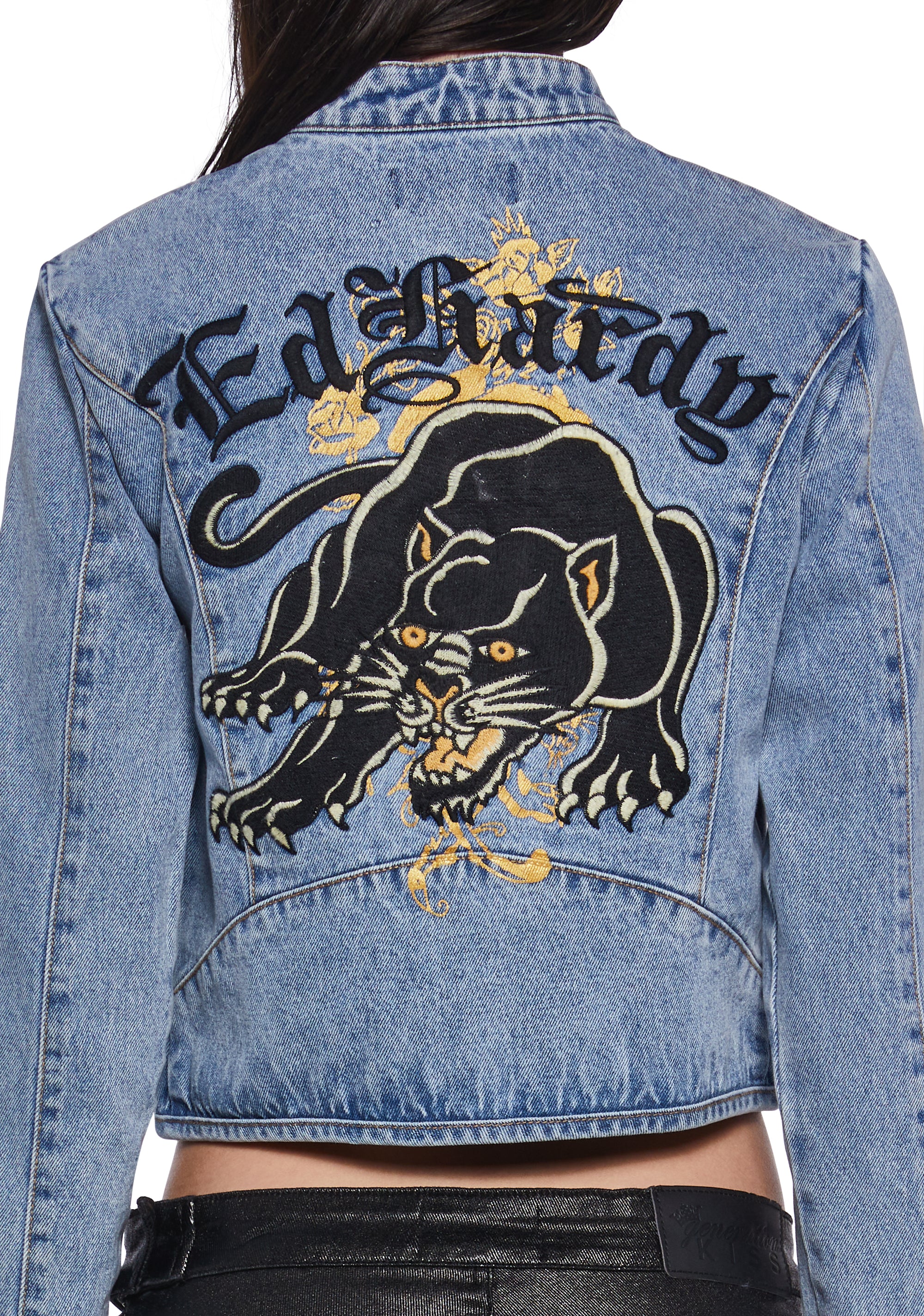 Dragon Panther Denim Moto Jacket - Image 6