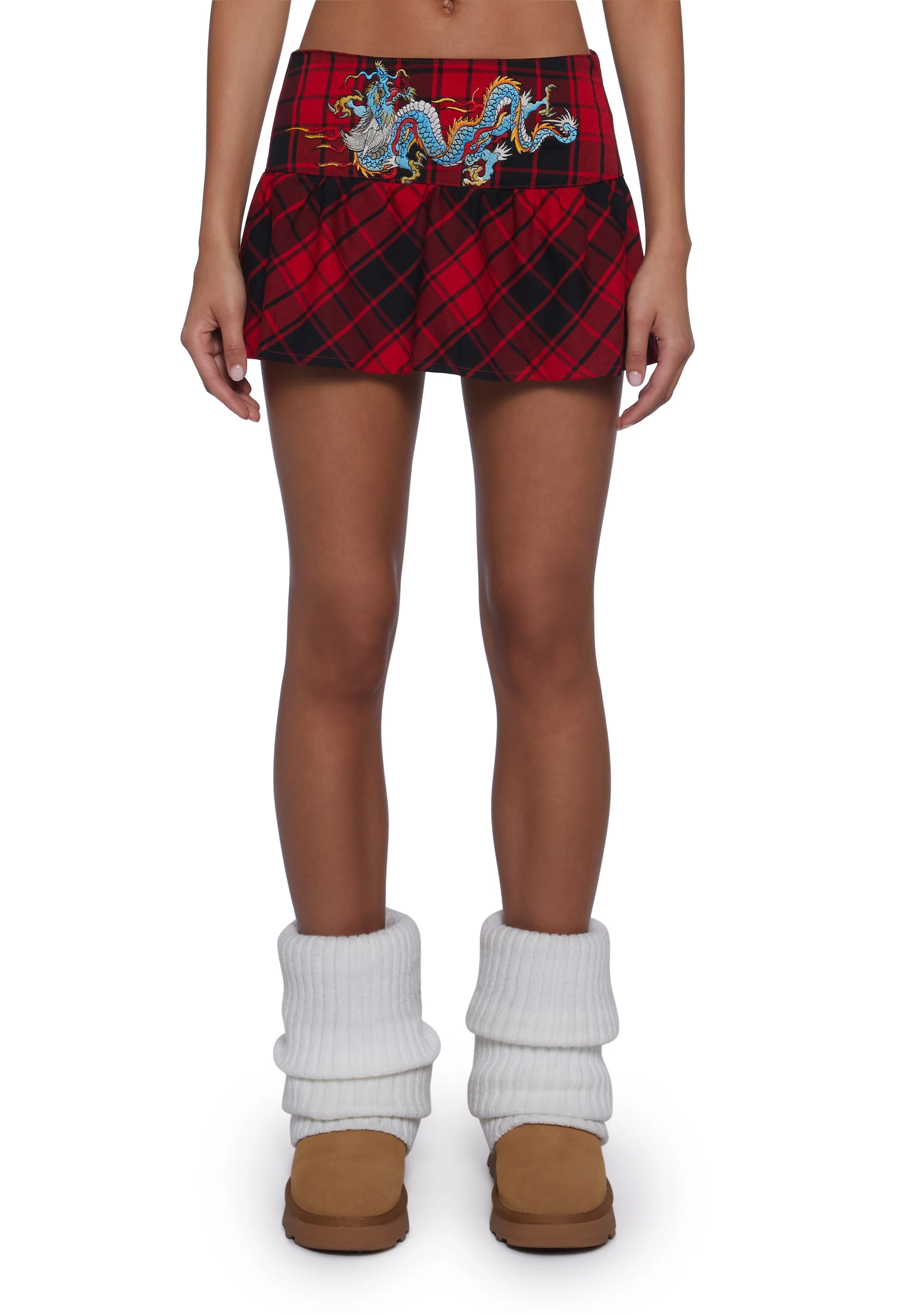 Dragon Plaid Flare Miniskirt - Image 5