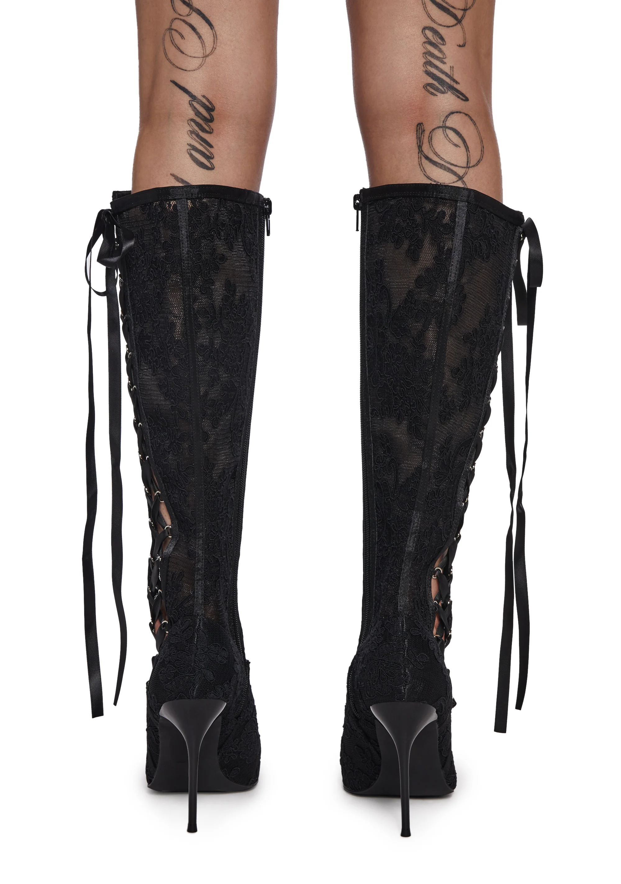 Dream Boulevard Lace Boots - Black - Image 4