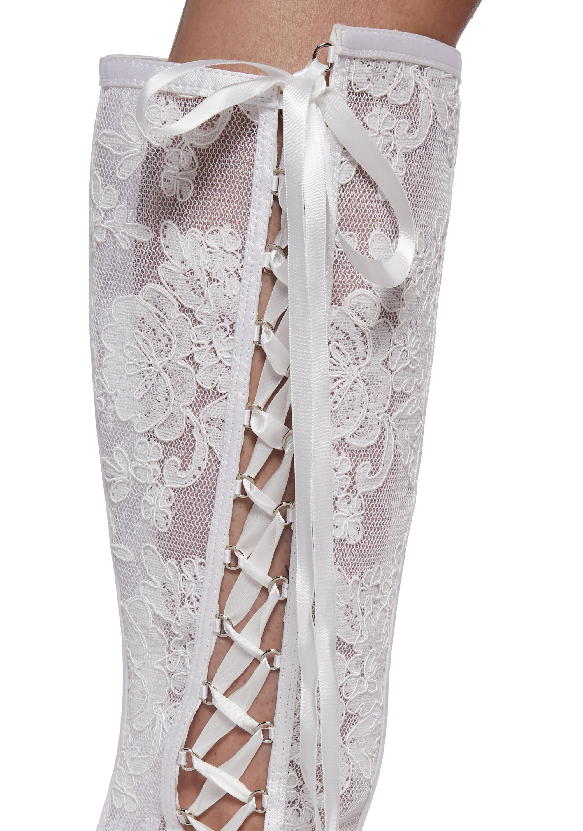 Dream Boulevard Lace Boots - White - Image 2