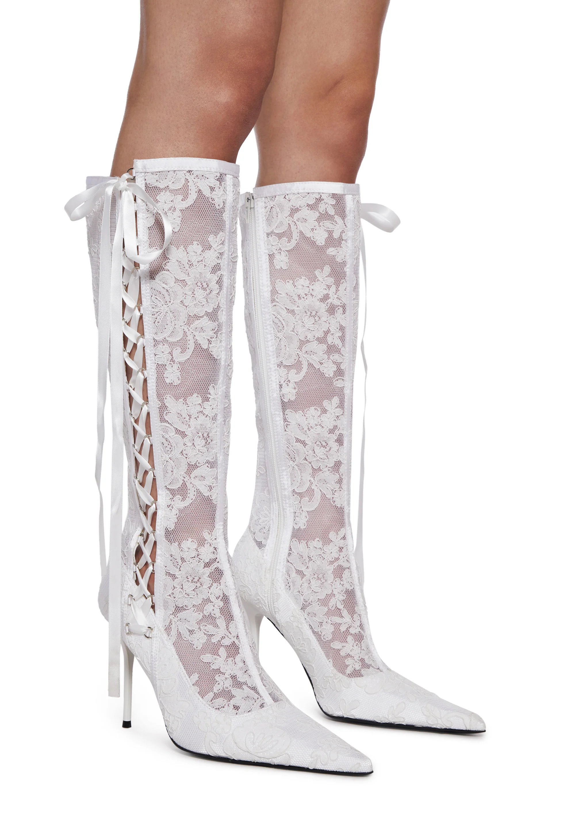 Dream Boulevard Lace Boots - White - Image 3