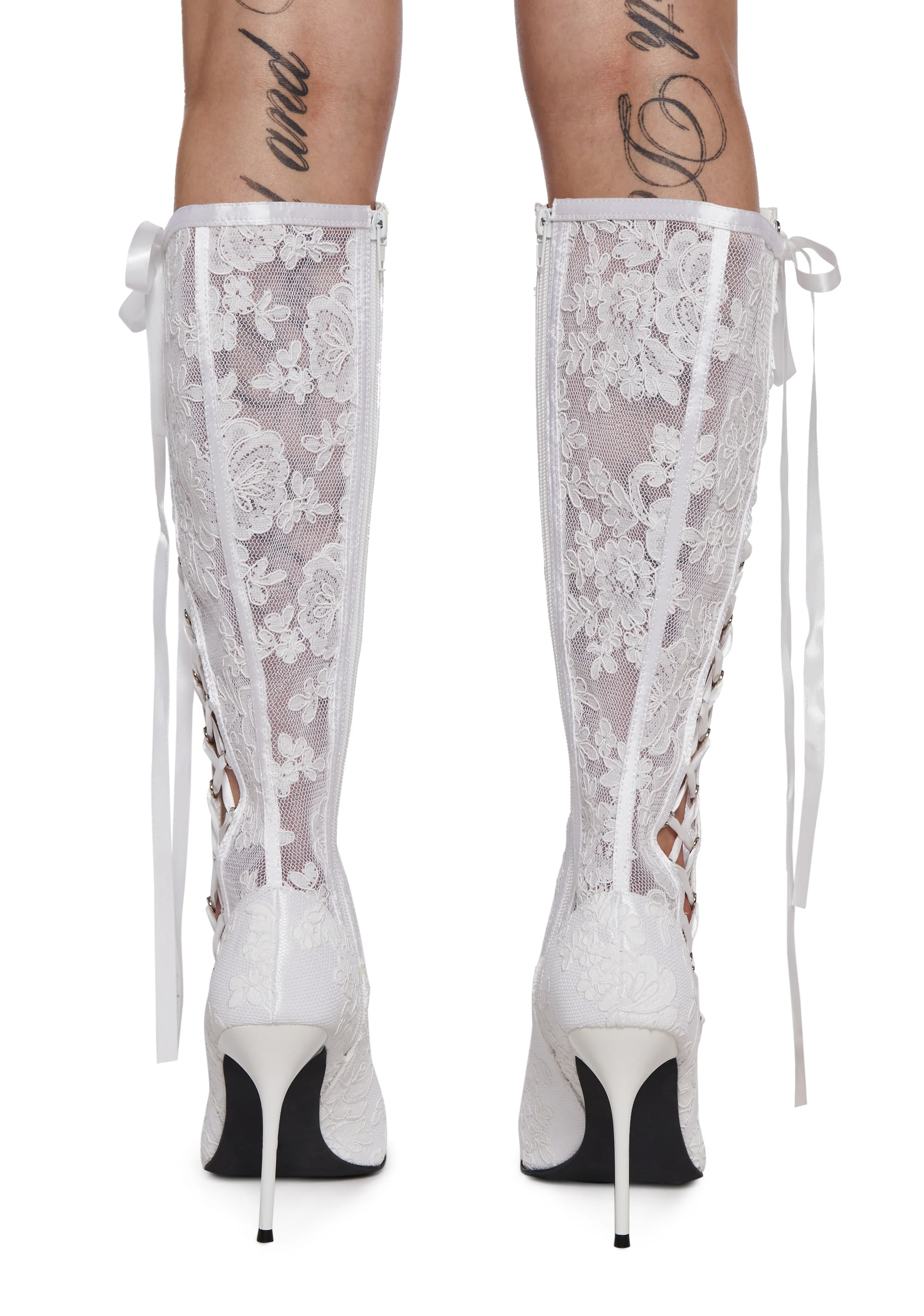 Dream Boulevard Lace Boots - White - Image 4