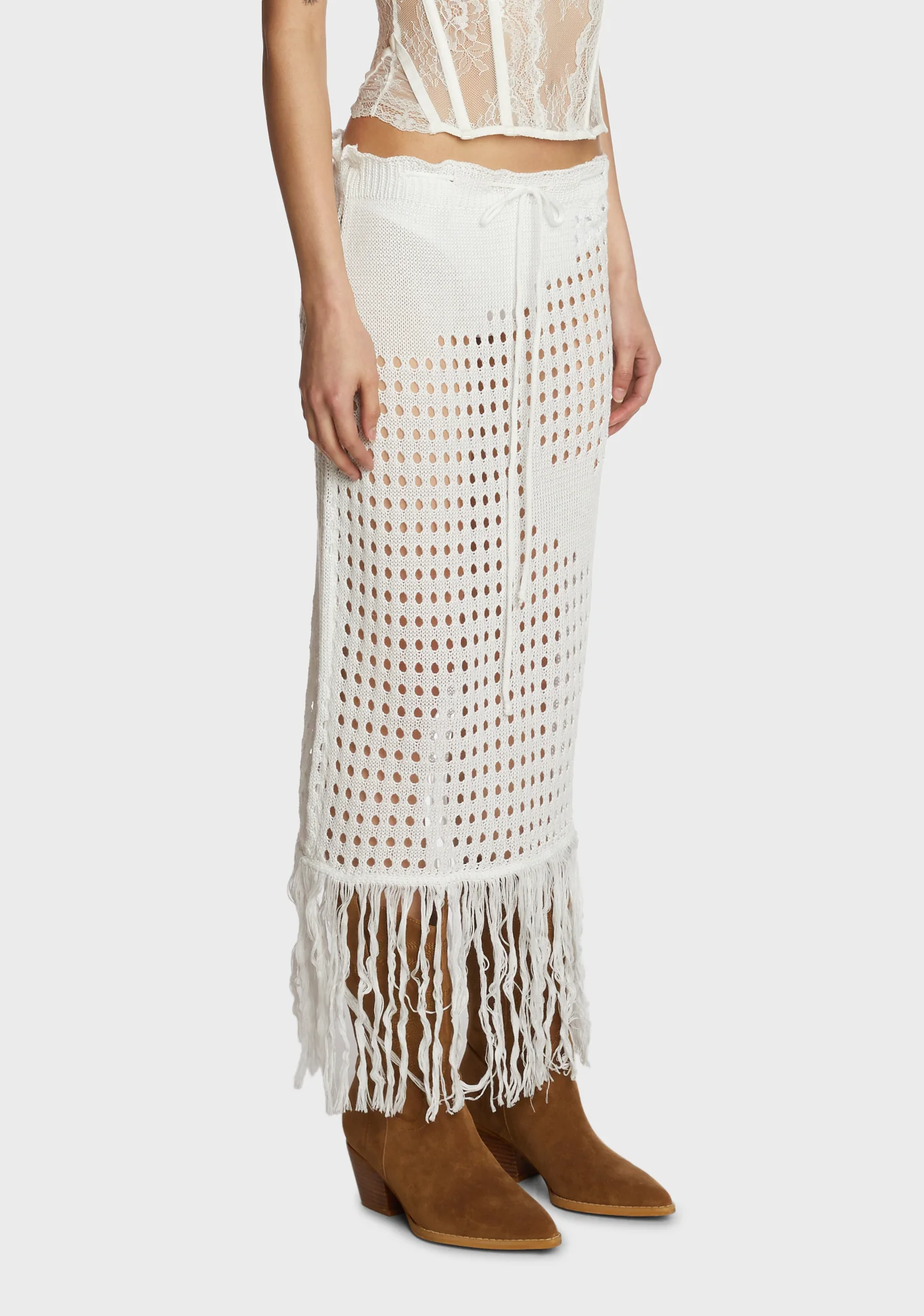 Dream Weaver Crochet Skirt - White - Image 3