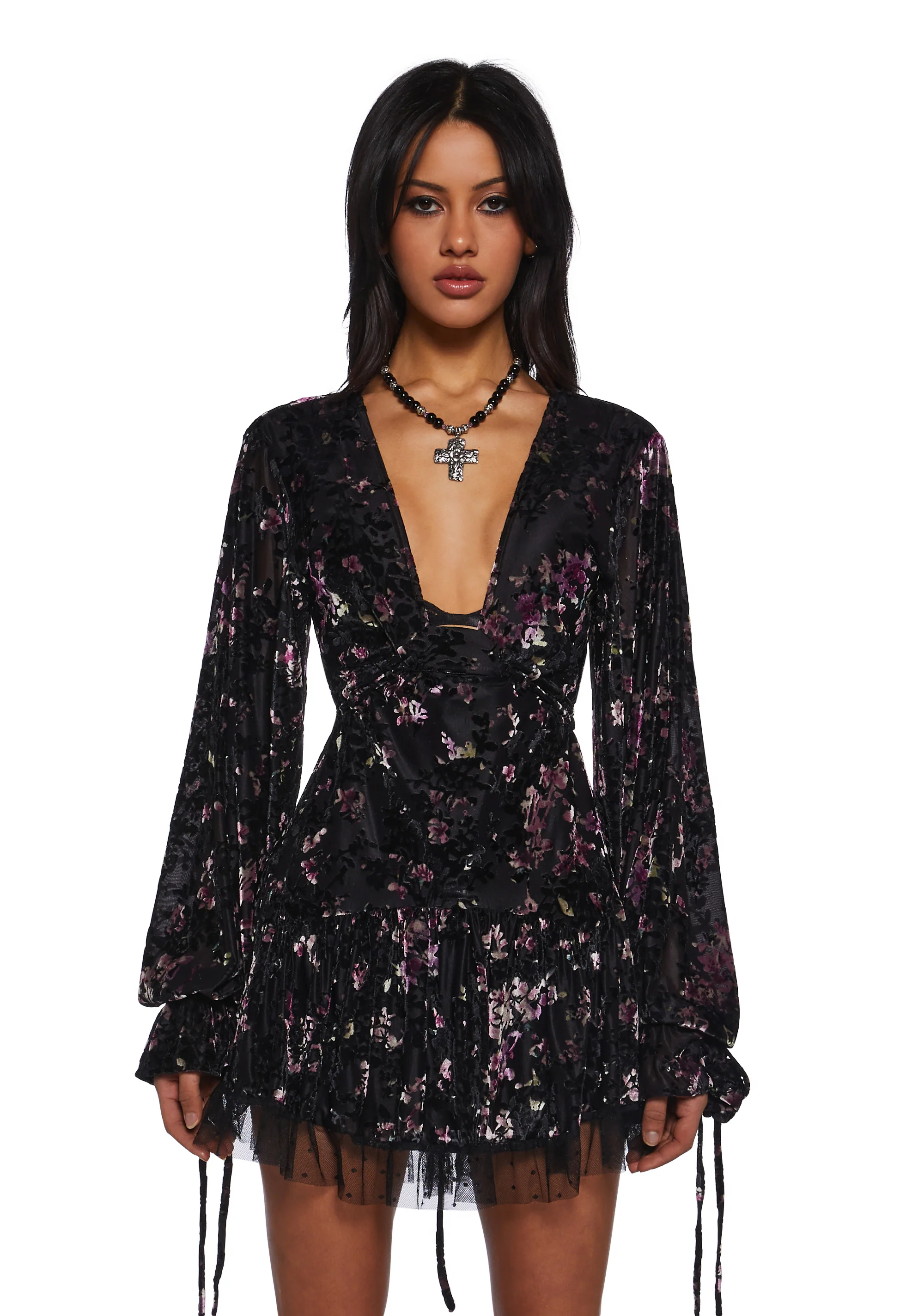 Dreamy Dusk Mini Dress - Black Velvet - Image 2