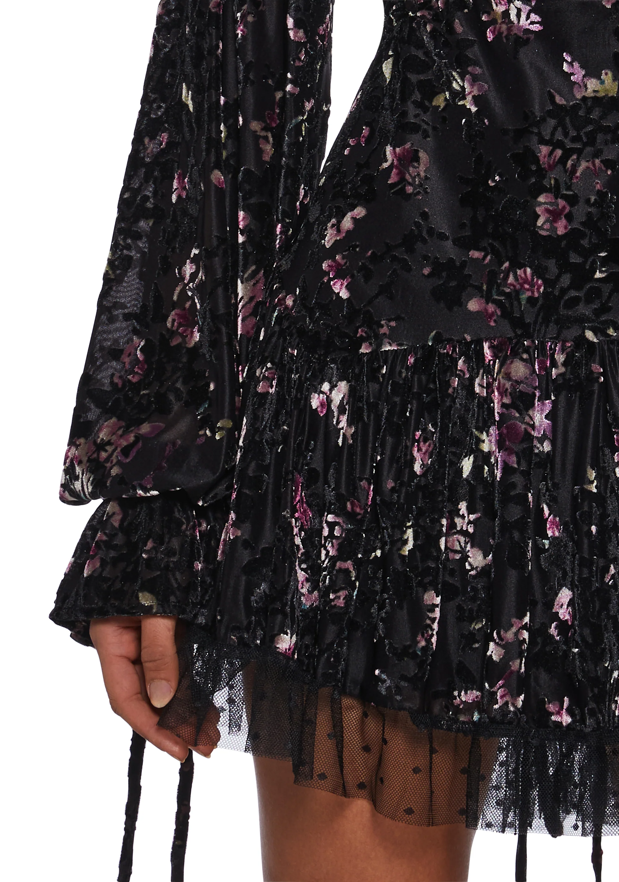 Dreamy Dusk Mini Dress - Black Velvet - Image 5