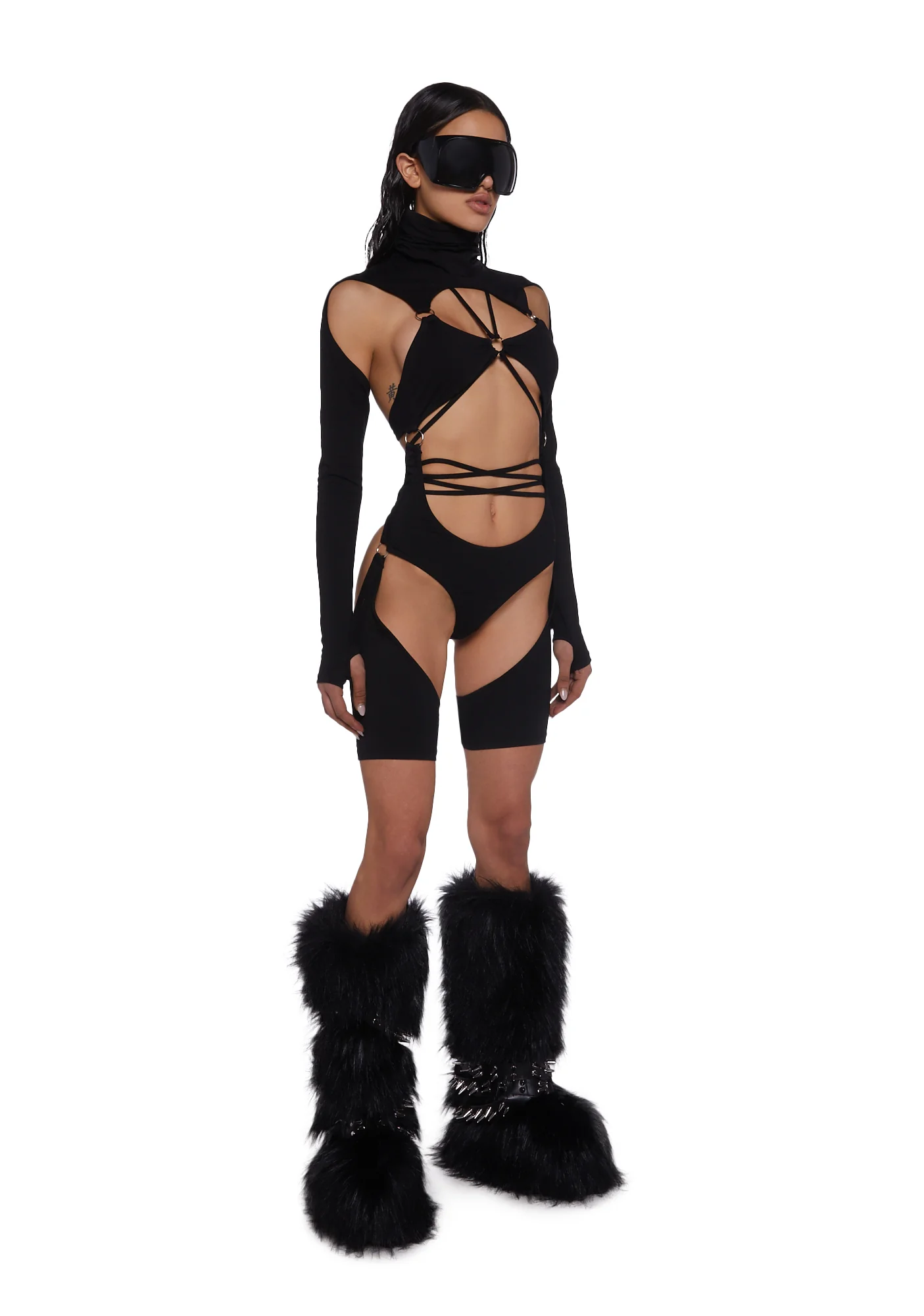 Drifting Guardian Cut-Out Romper - Black - Image 2