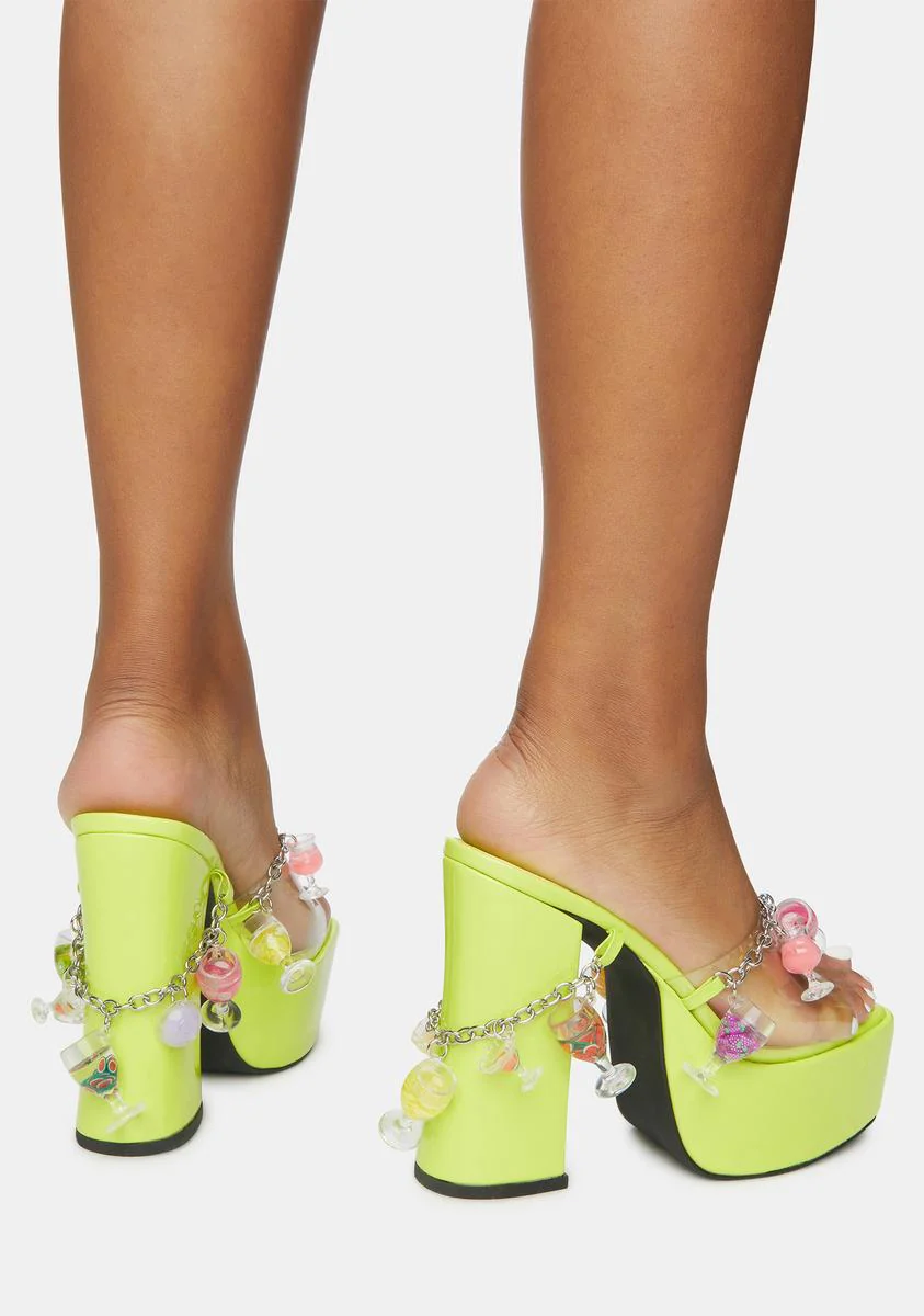 Drink Happy Thoughts Platform Sandals - Image 5
