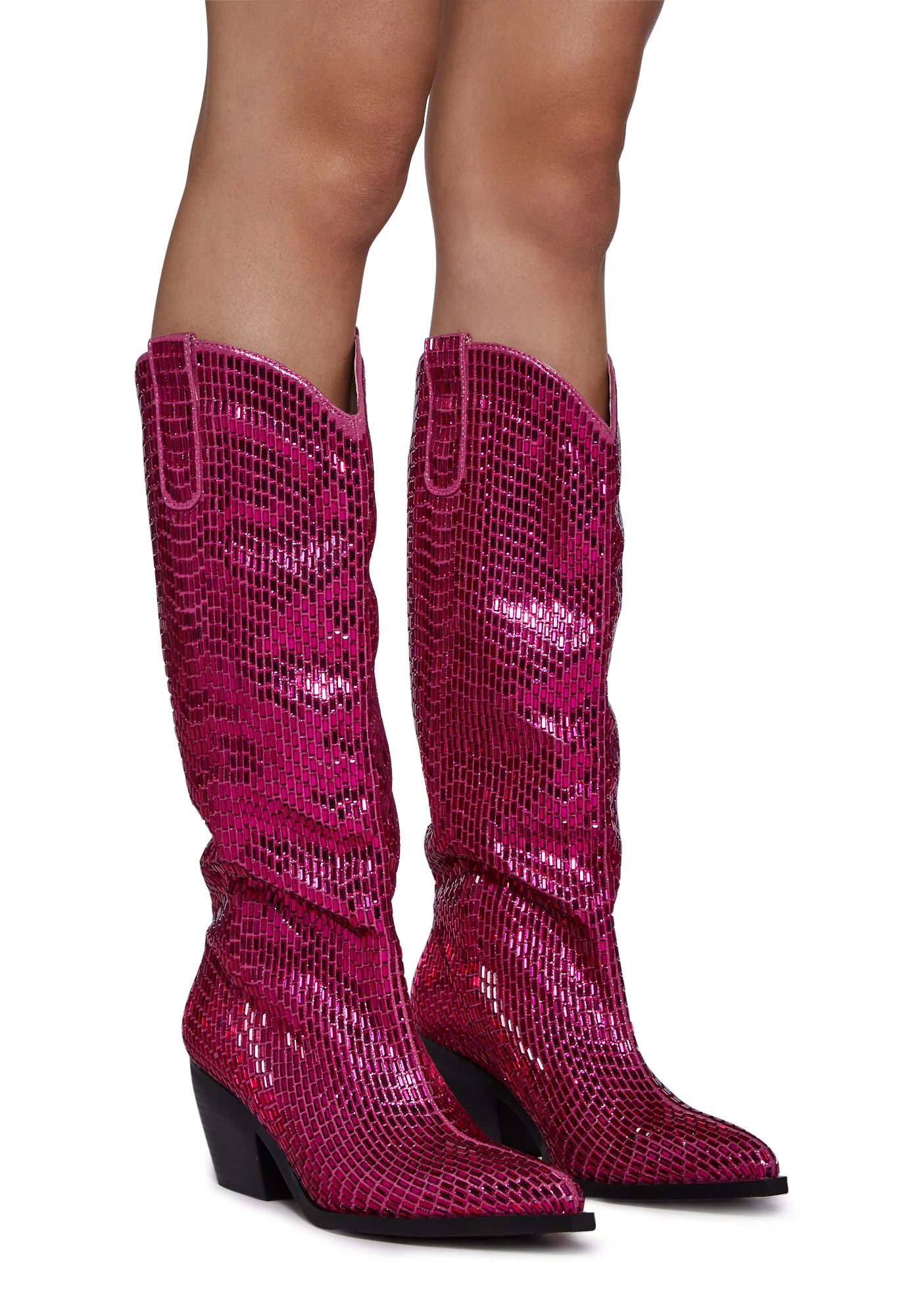 Driven Rhinestone Cowboy Boots - Fuchsia - Image 3