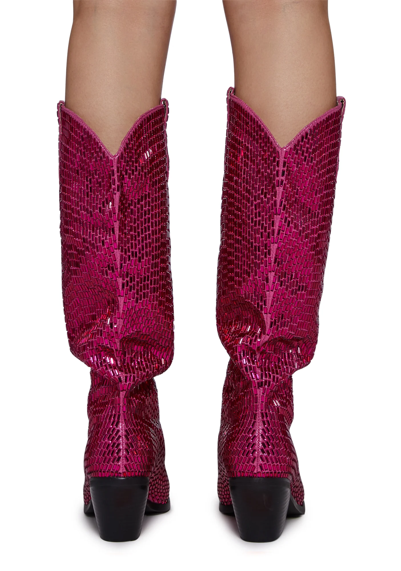 Driven Rhinestone Cowboy Boots - Fuchsia - Image 4