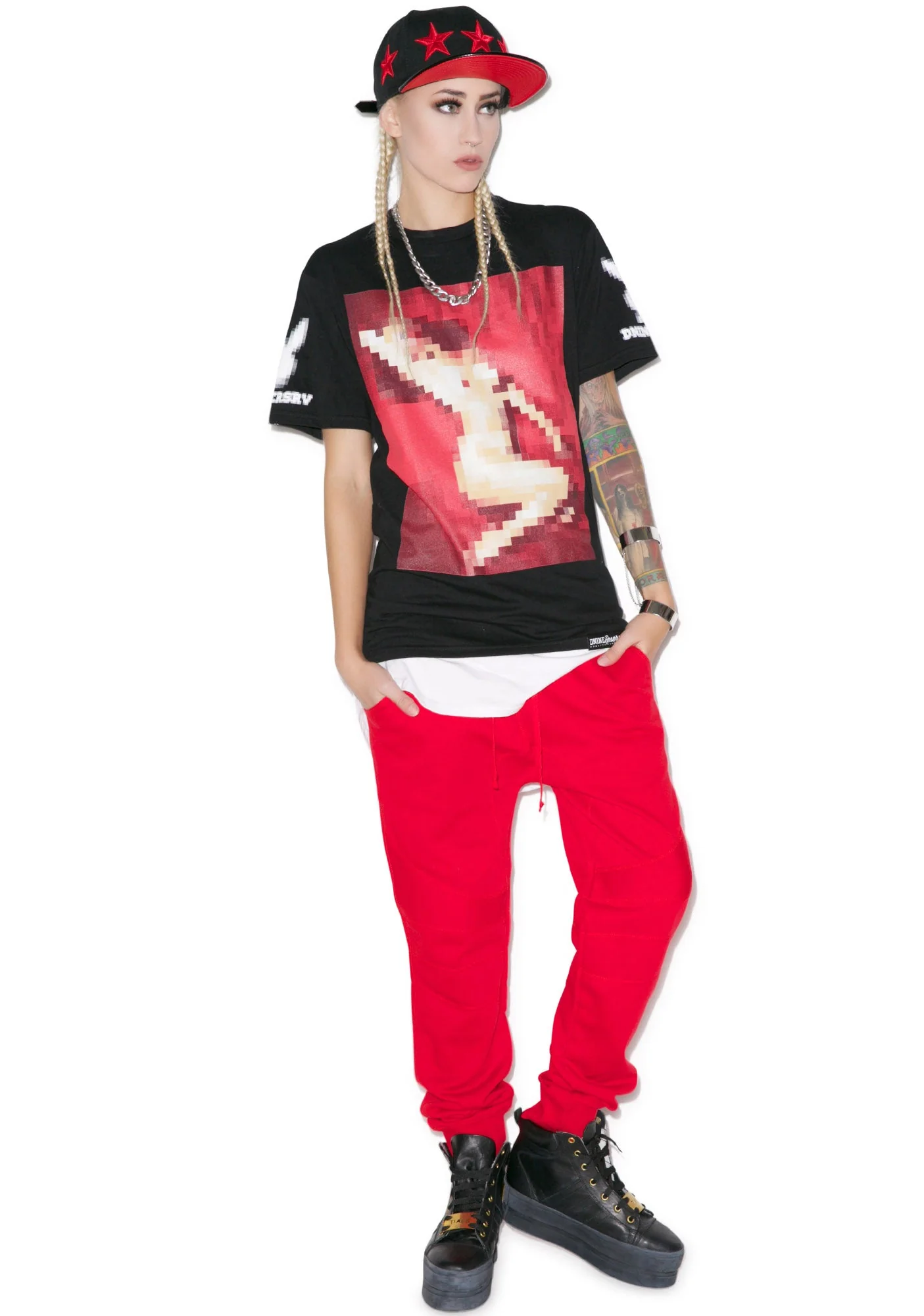 Drop Crotch Biker Pant - Red - Image 6
