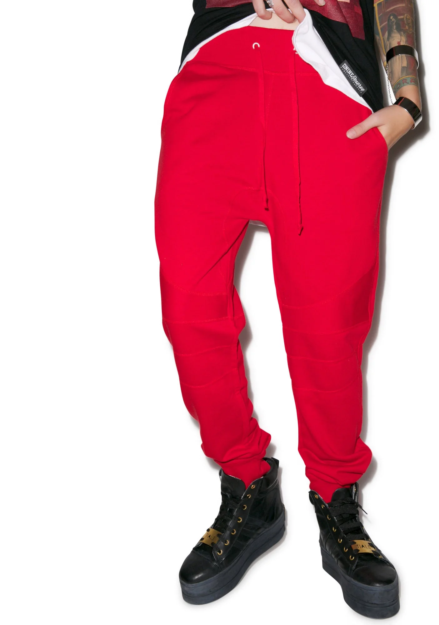 Drop Crotch Biker Pant - Red - Image 7