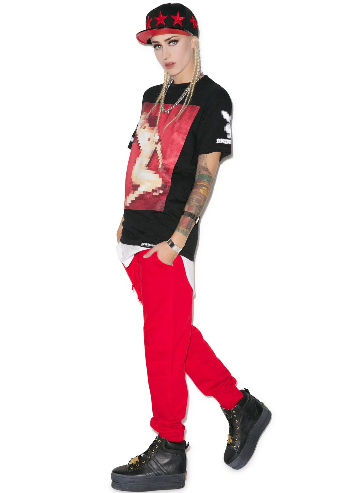 Drop Crotch Biker Pant - Red - Image 8
