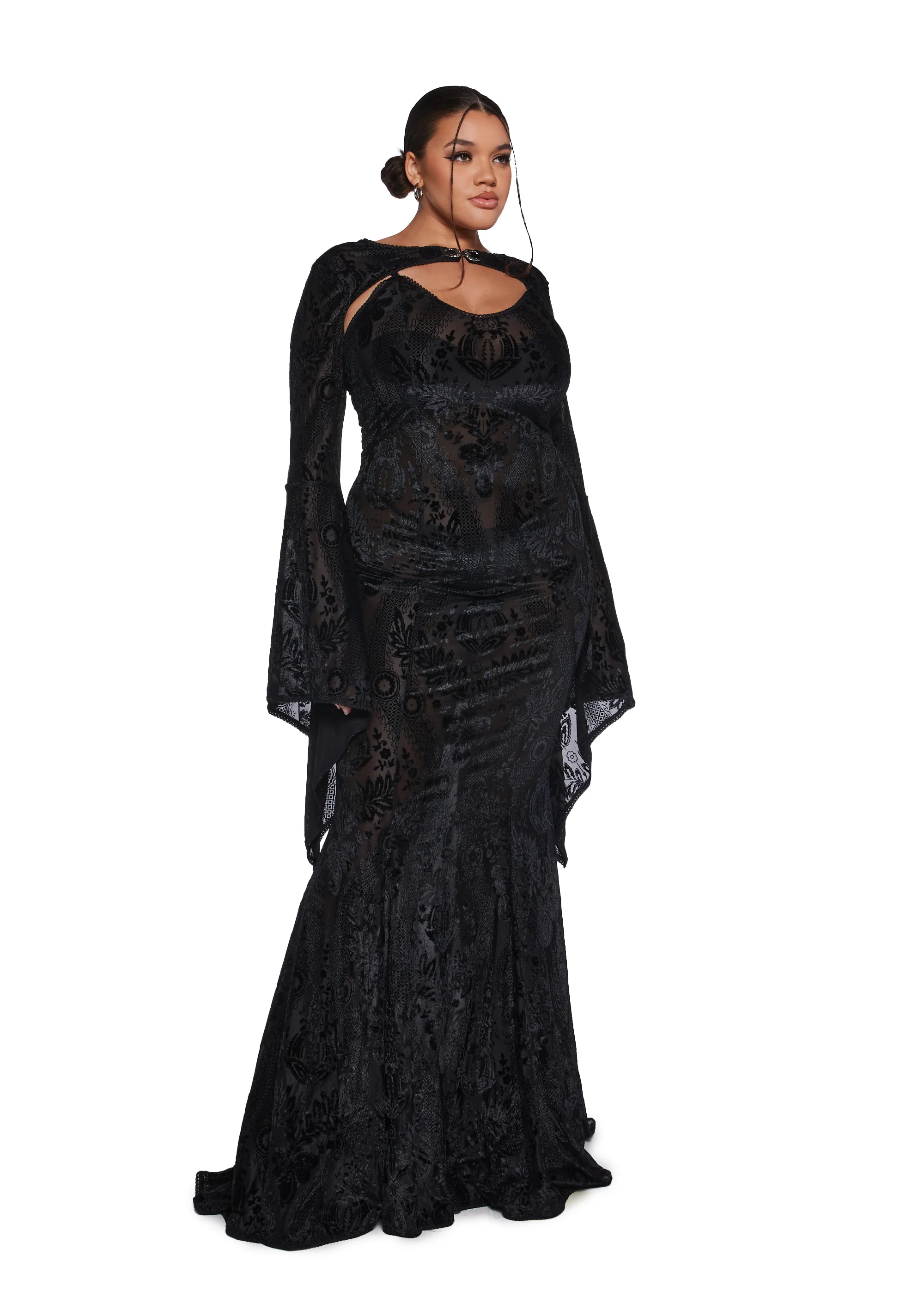 Druid’s Wife Maxi Dress And Shrug Set - Black - Image 13