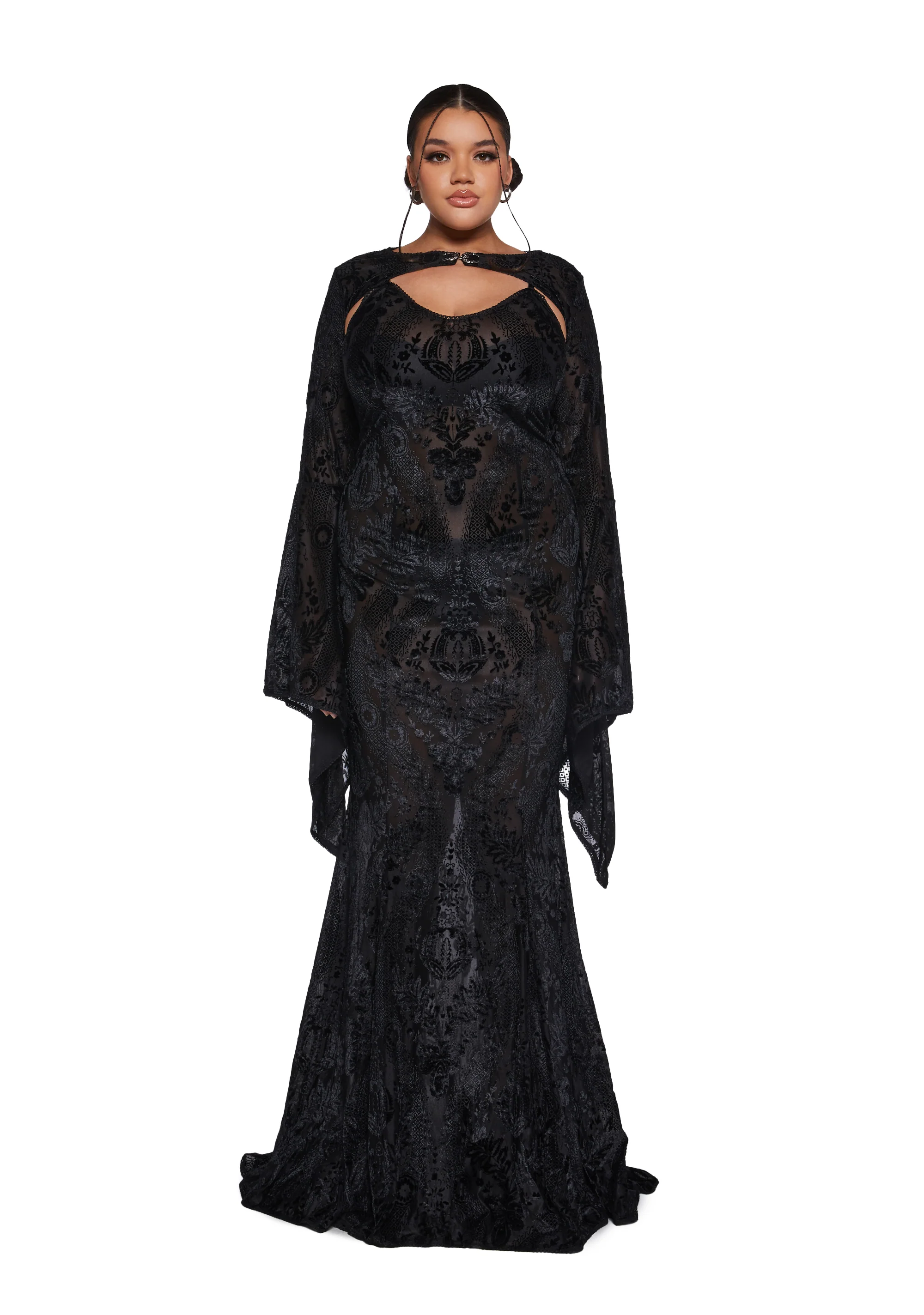 Druid’s Wife Maxi Dress And Shrug Set - Black - Image 2