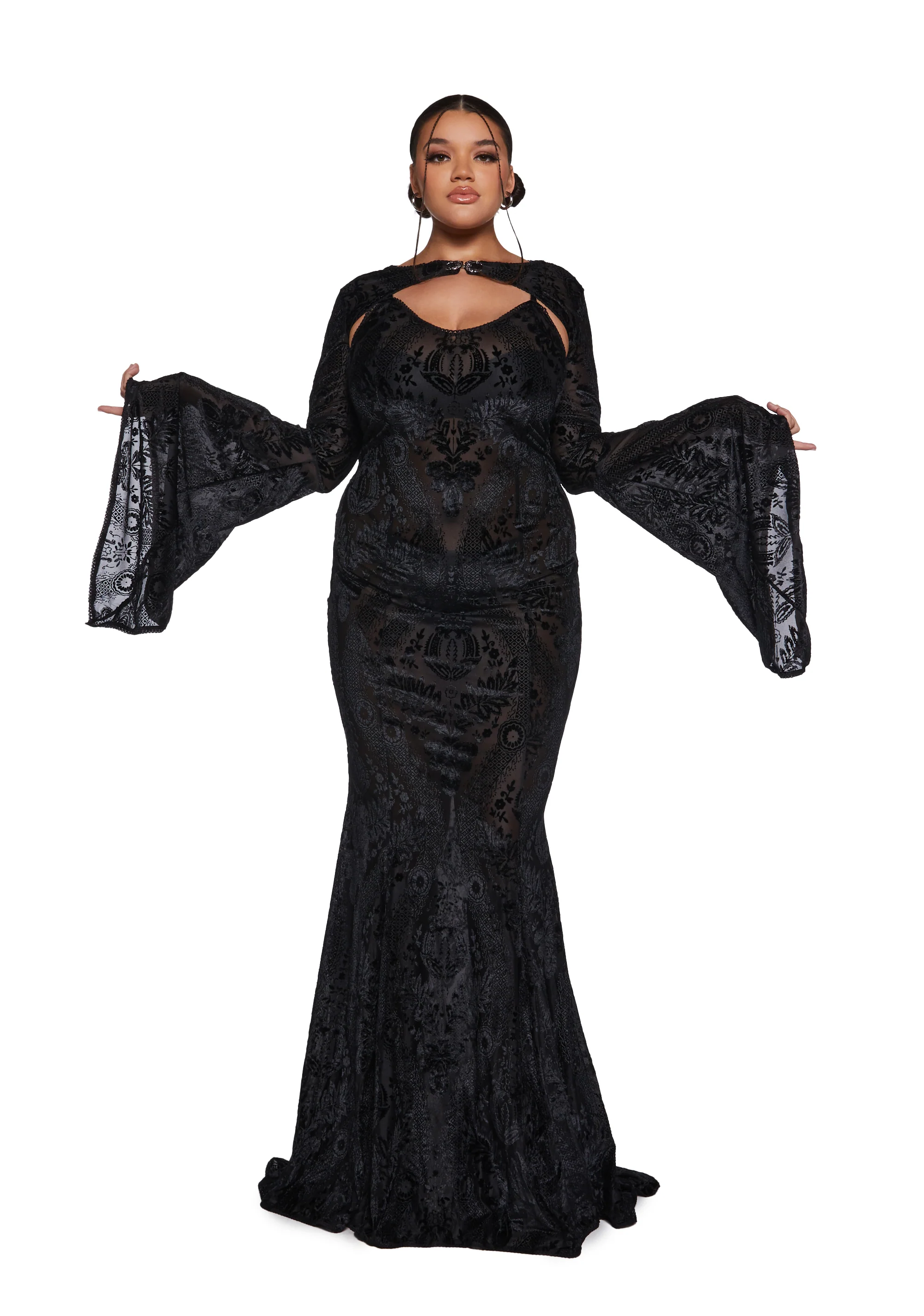 Druid’s Wife Maxi Dress And Shrug Set - Black - Image 9