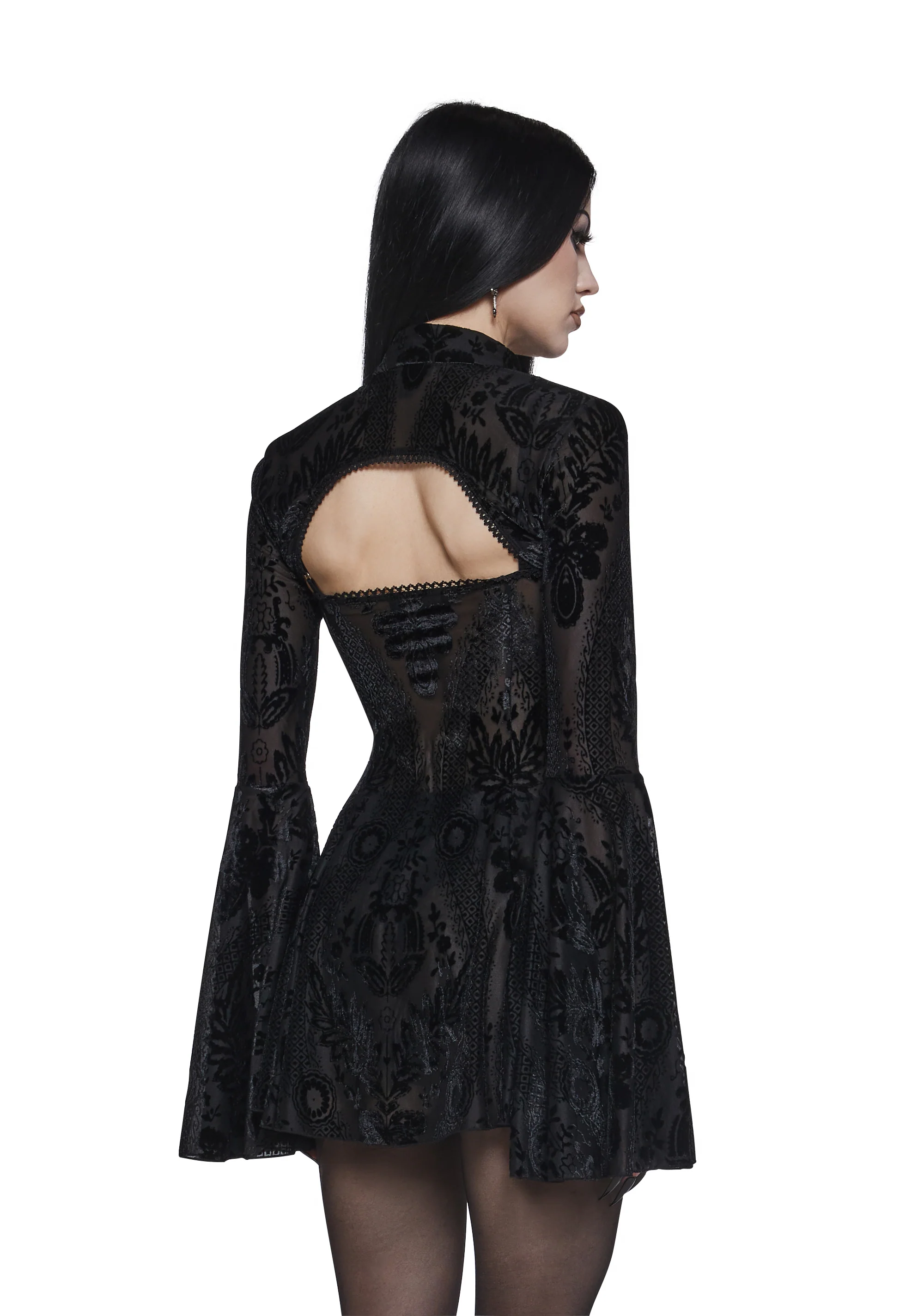 Druid’s Sister Mini Dress And Shrug Set - Black - Image 4