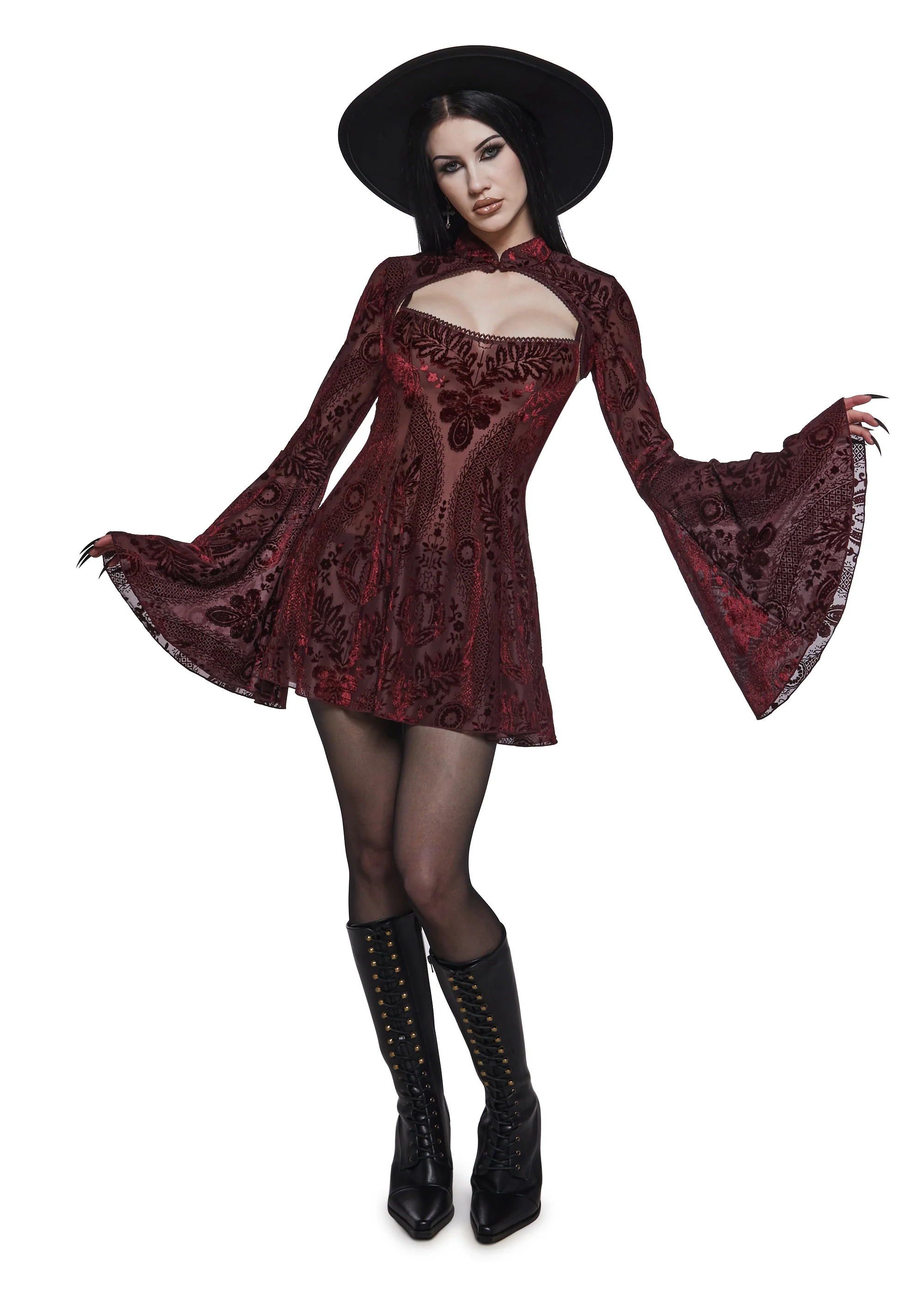 Druid’s Sister Mini Dress And Shrug Set - Wine - Image 2
