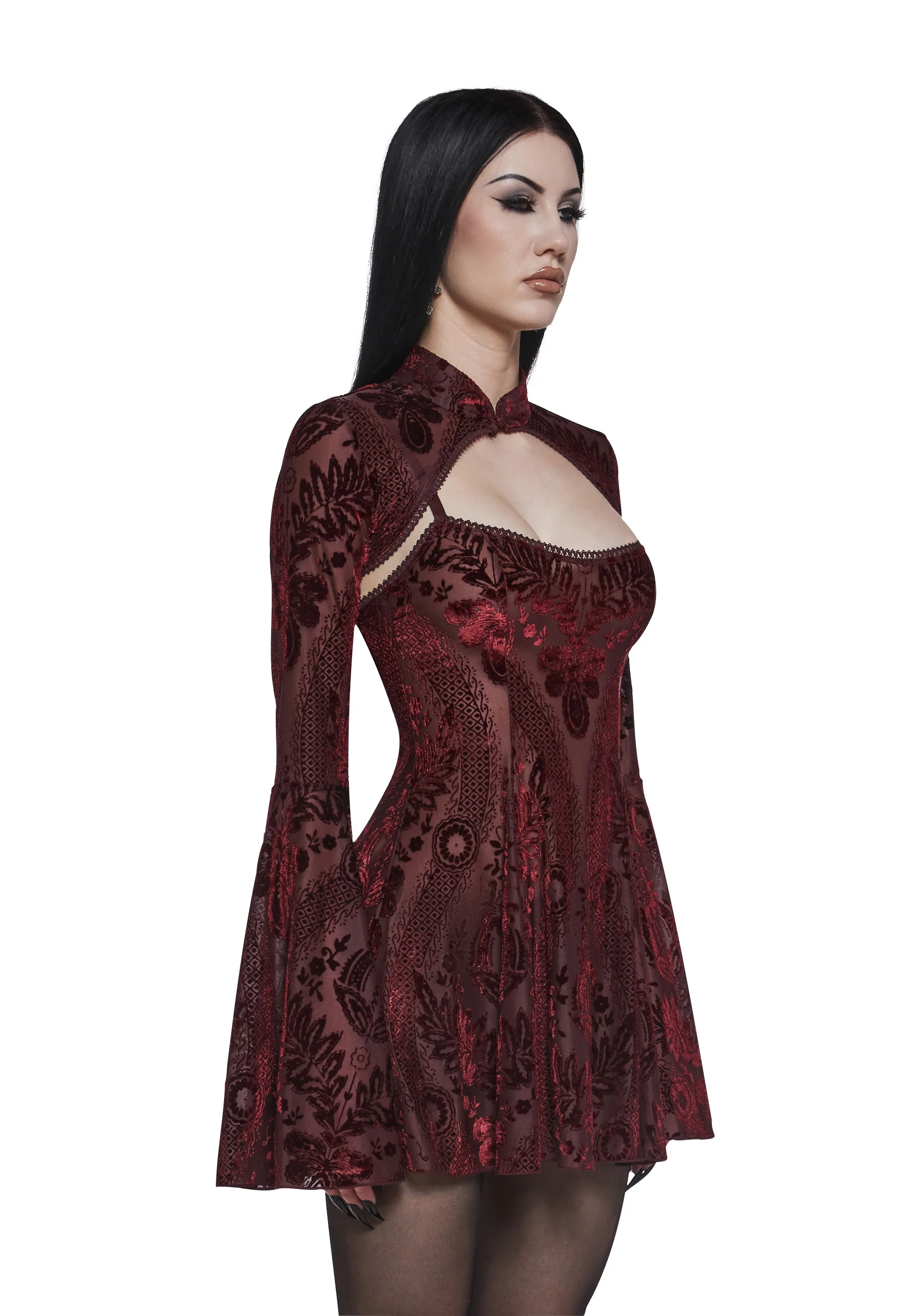 Druid’s Sister Mini Dress And Shrug Set - Wine - Image 3