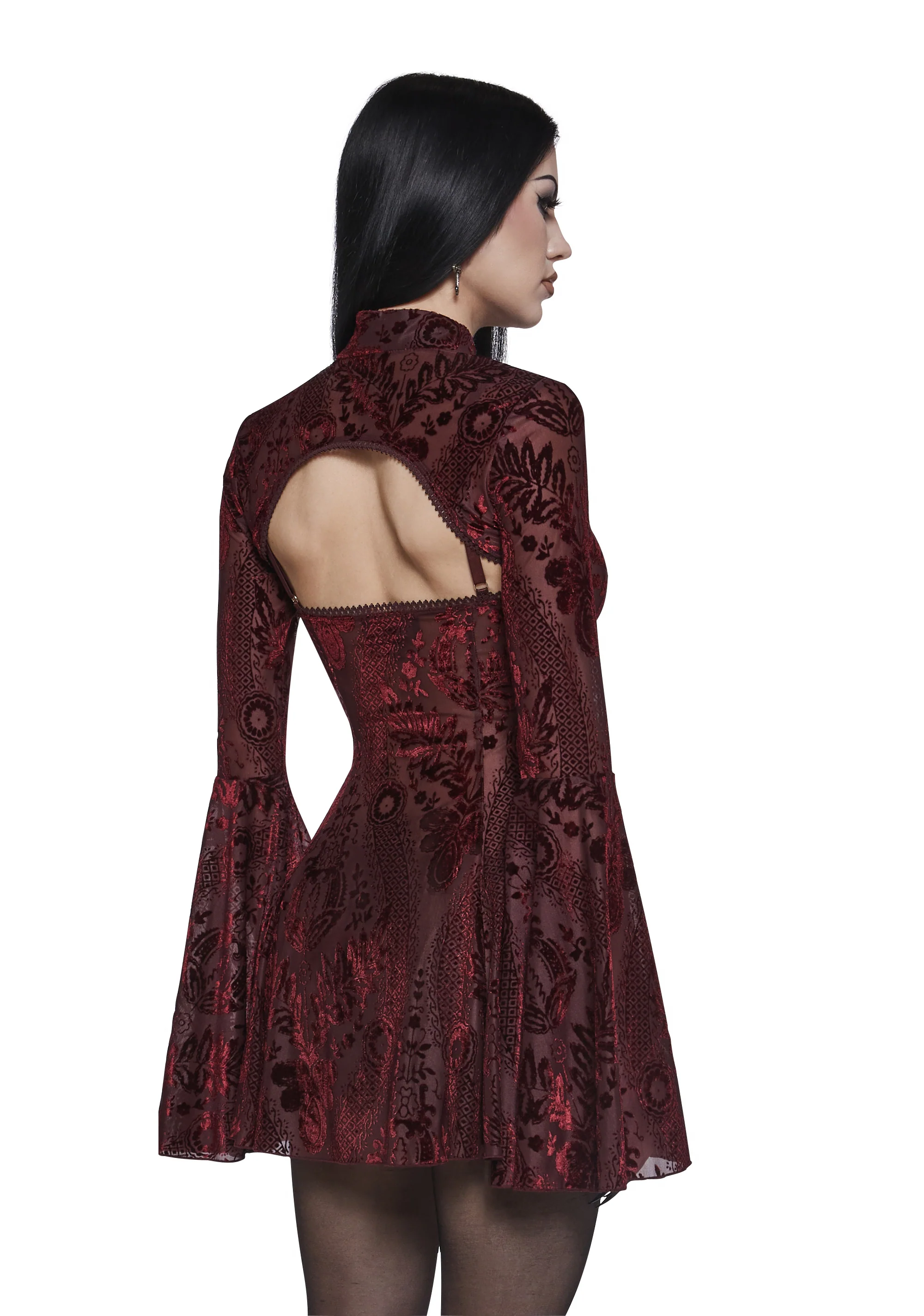 Druid’s Sister Mini Dress And Shrug Set - Wine - Image 4