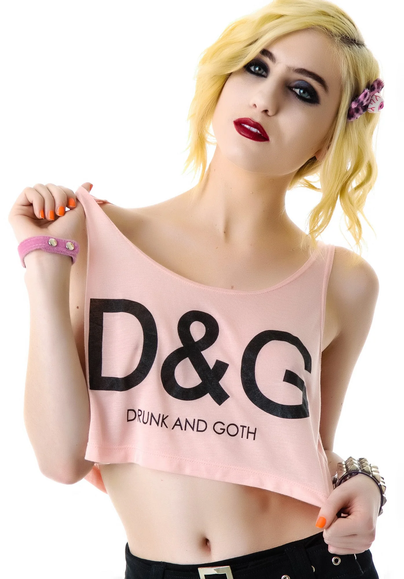 Drunk and Goth Cropped Tank Top - Black - Image 5