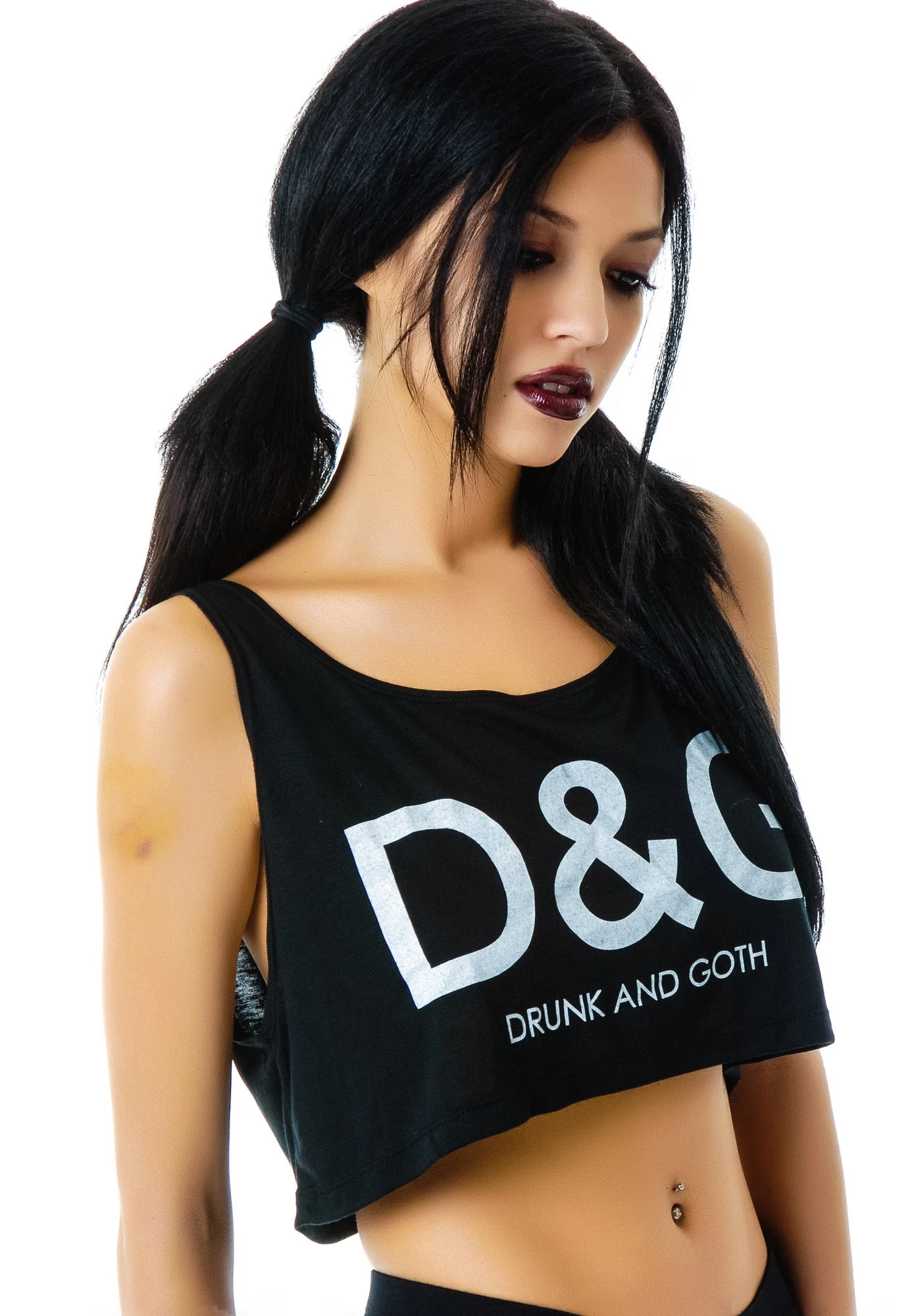 Drunk and Goth Cropped Tank Top - Black - Image 9