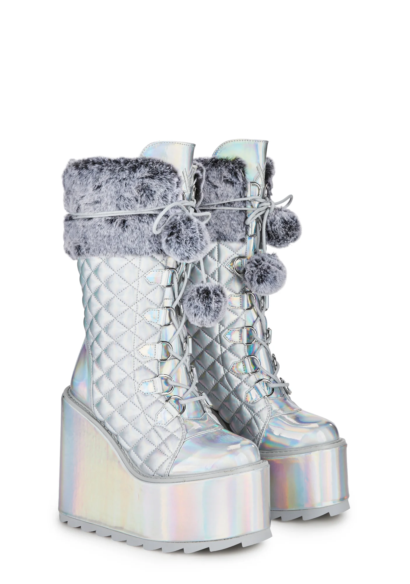 Dune Fur Holo Platform Boots - Image 3