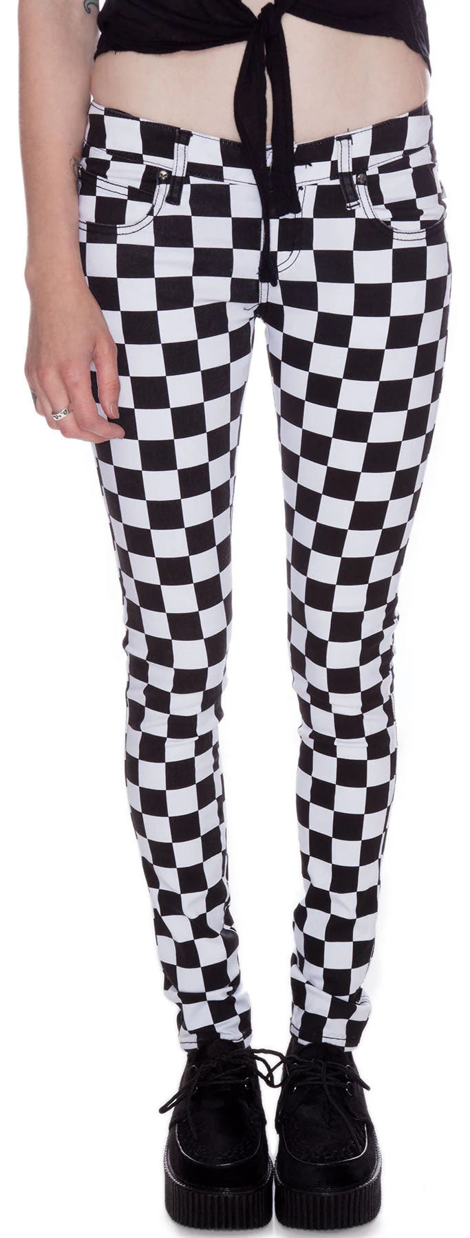Dyed Checkered Jeans - Red - Image 7