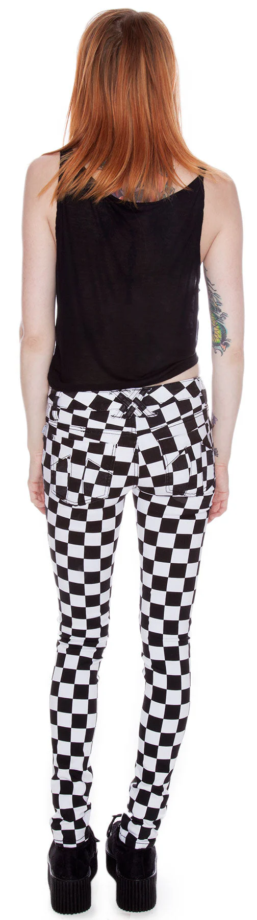 Dyed Checkered Jeans - Red - Image 9