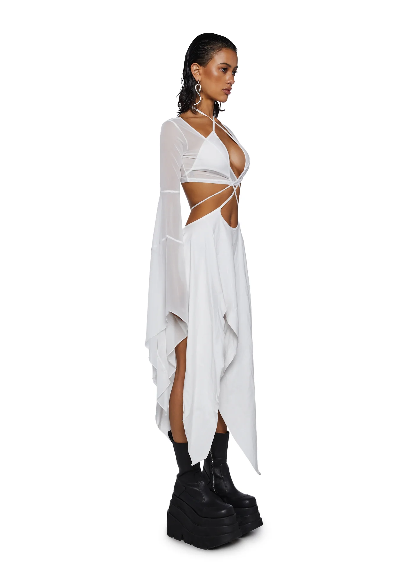 Echo Asymmetrical Mesh Wrap Dress - Image 3