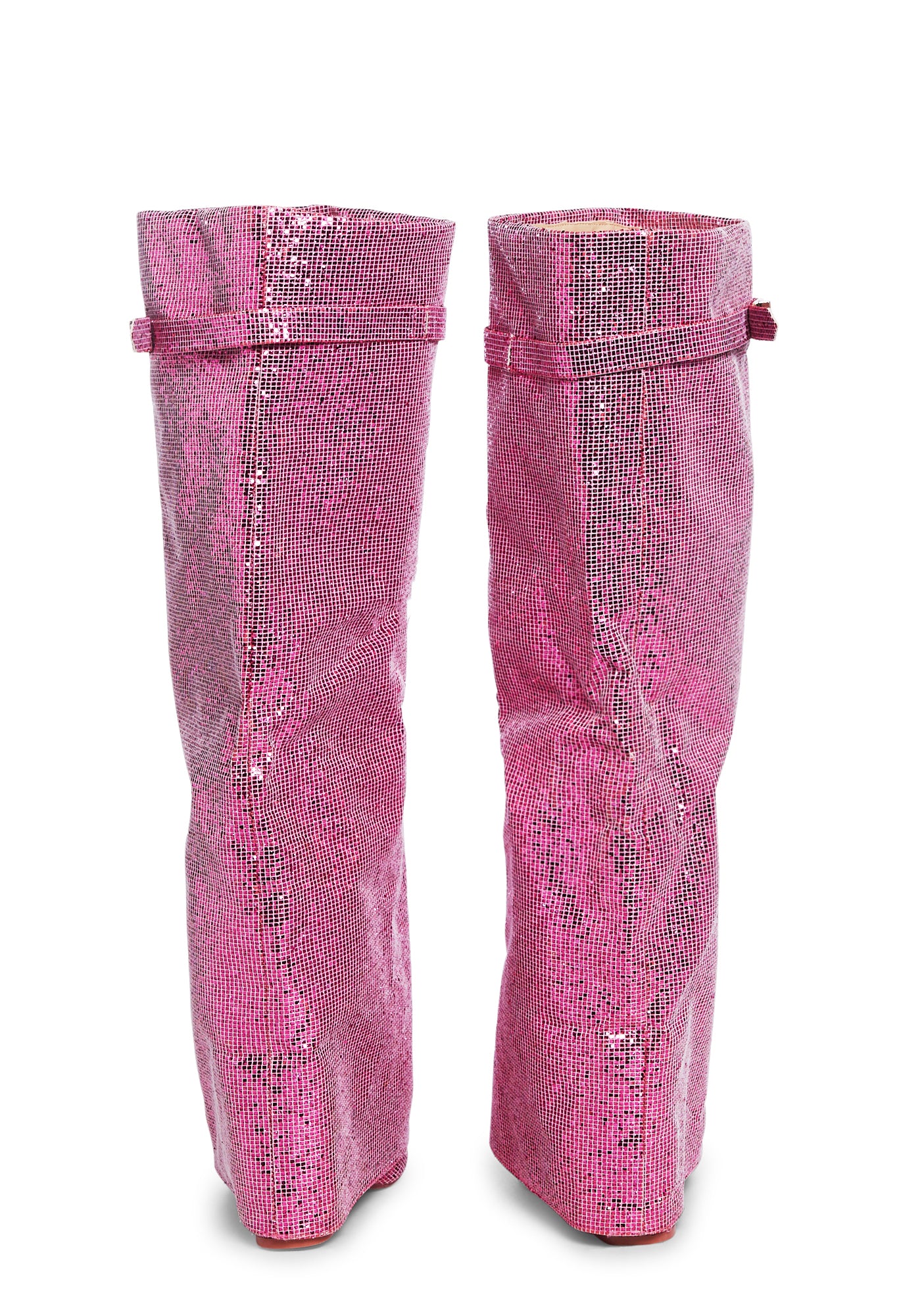 Echo Fold Over Glitter Boots - Pink - Image 4