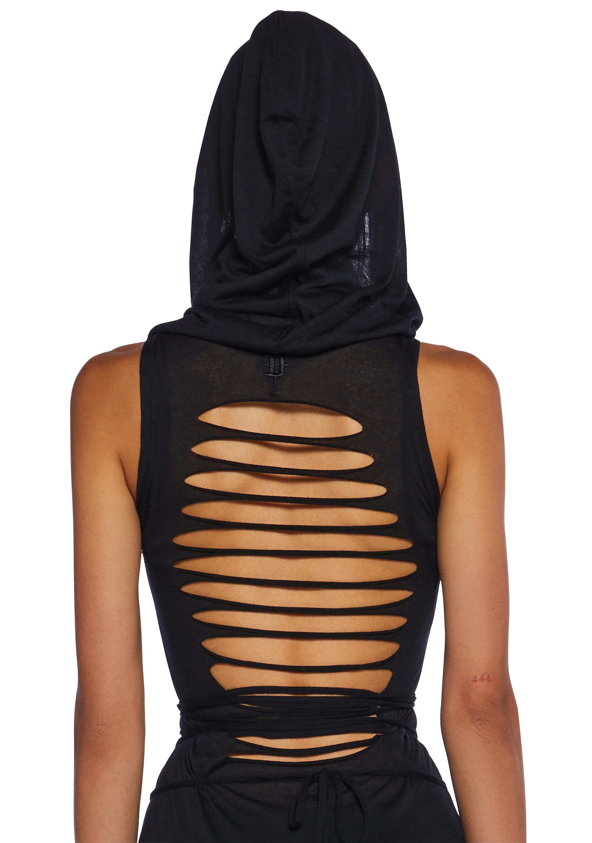 Echo Hooded Slit Maxi Dress - Black - Image 2