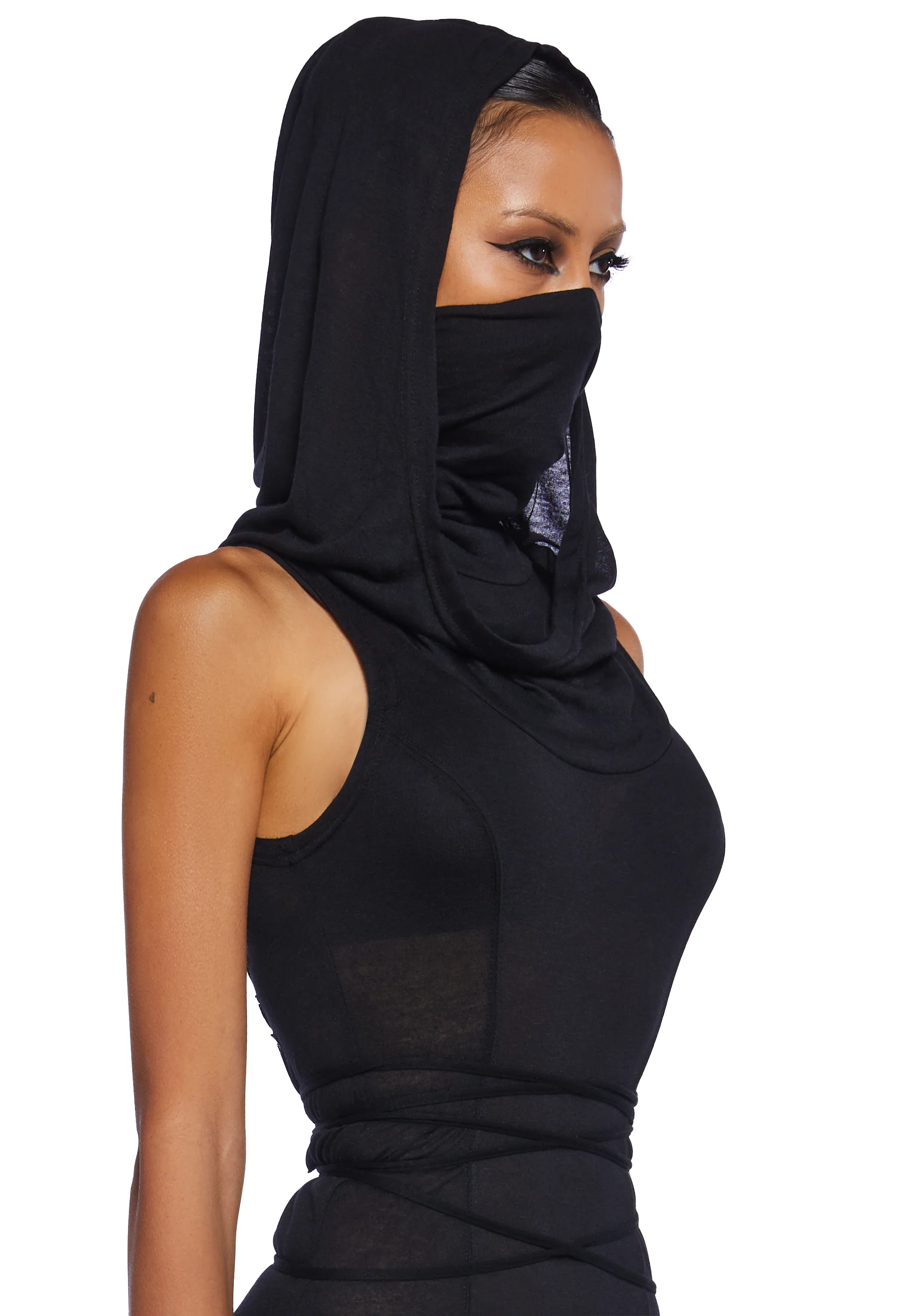 Echo Hooded Slit Maxi Dress - Black - Image 5