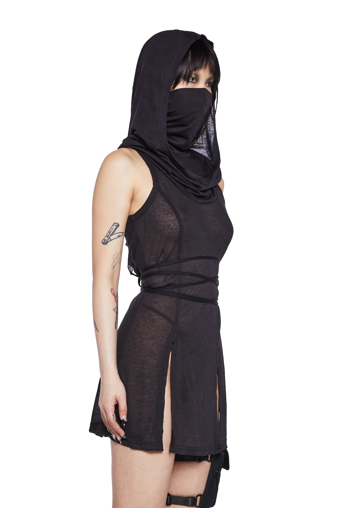 Echo Sheer Hooded Mini Dress - Image 3