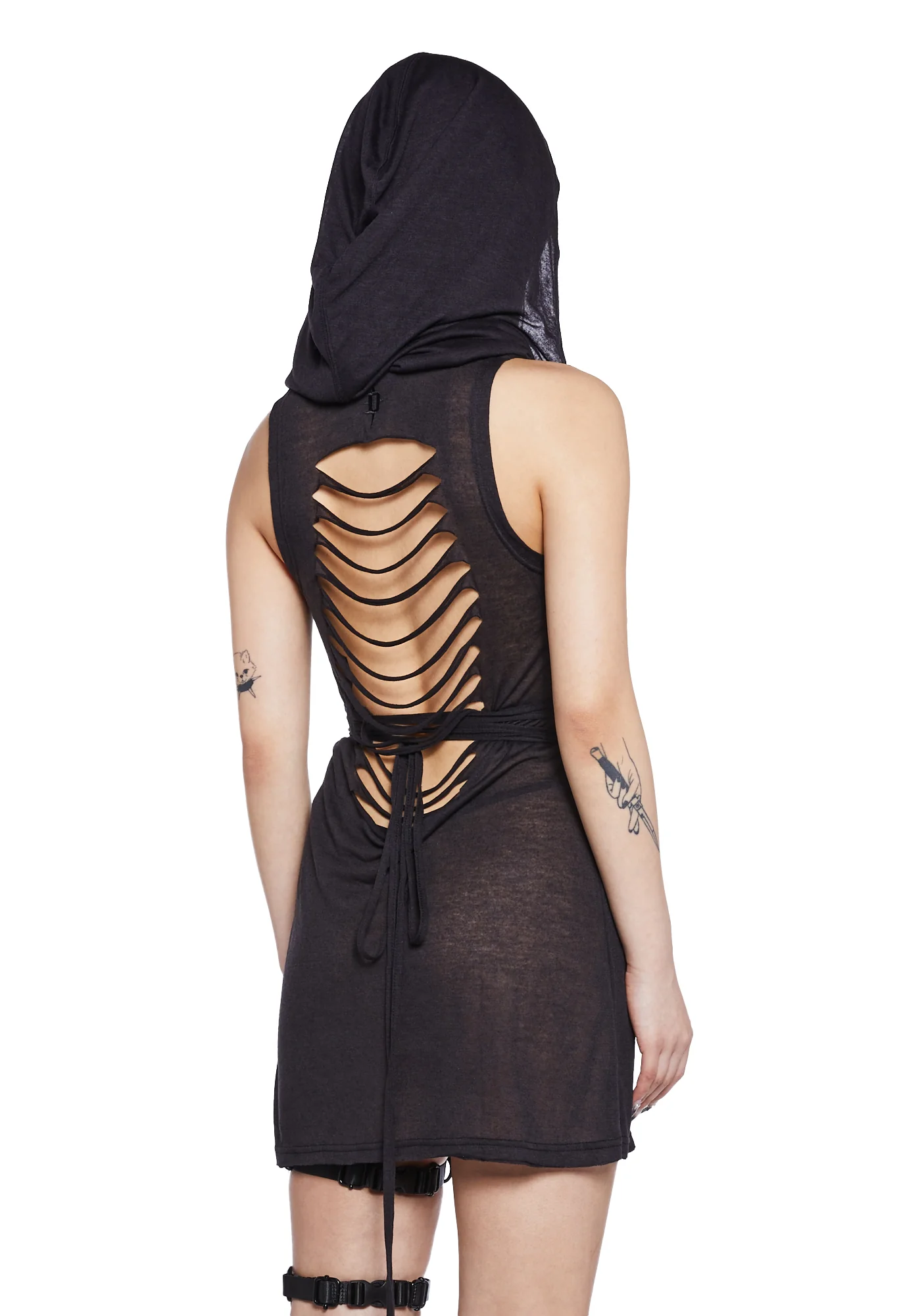 Echo Sheer Hooded Mini Dress - Image 4