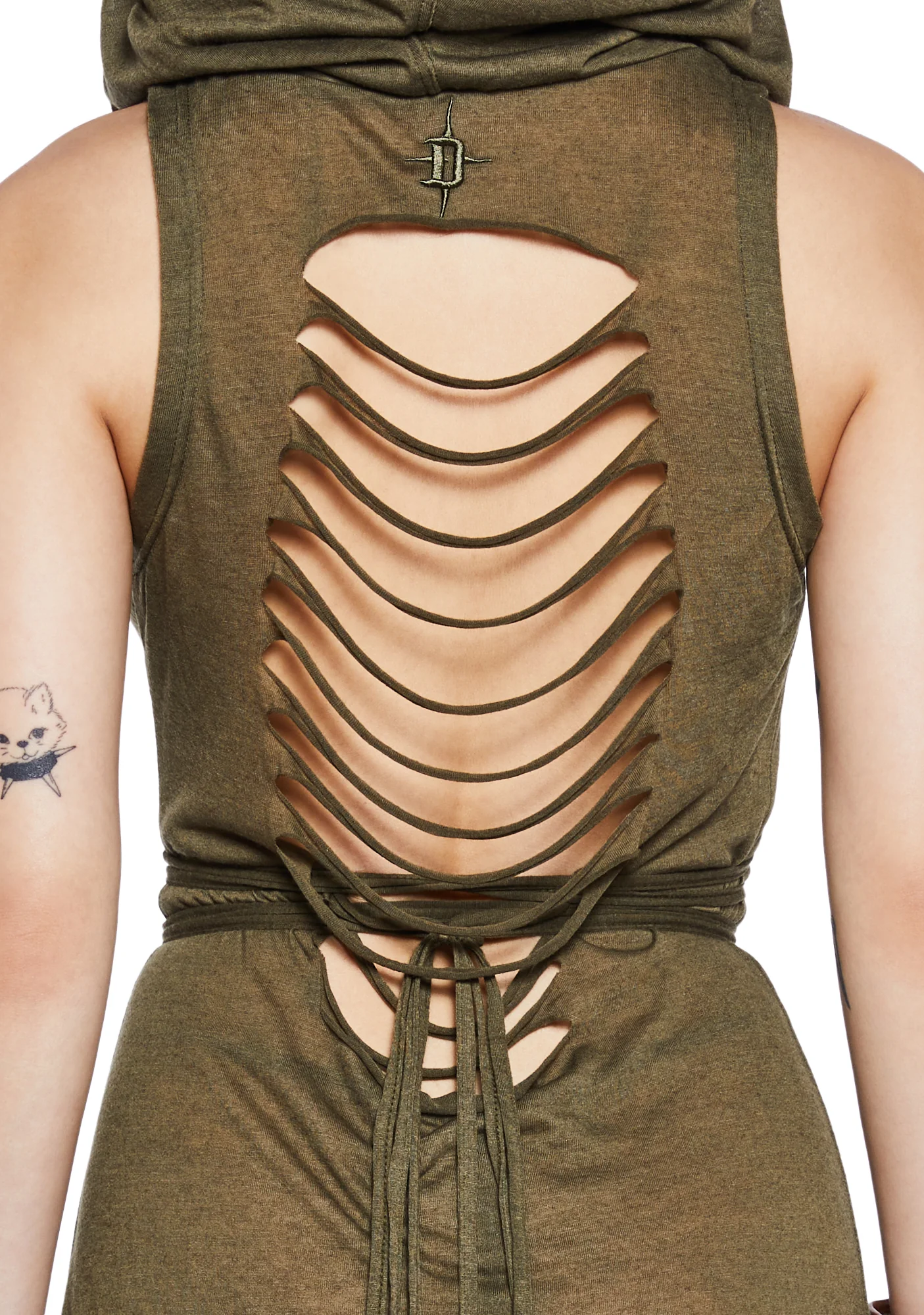 Echo Sheer Hooded Mini Dress - Green - Image 5