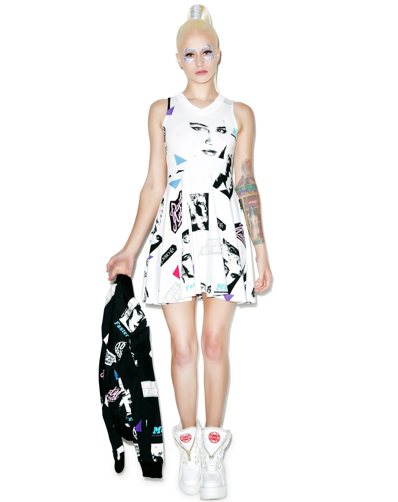 Editorial Map Tennis Dress - Black - Image 9