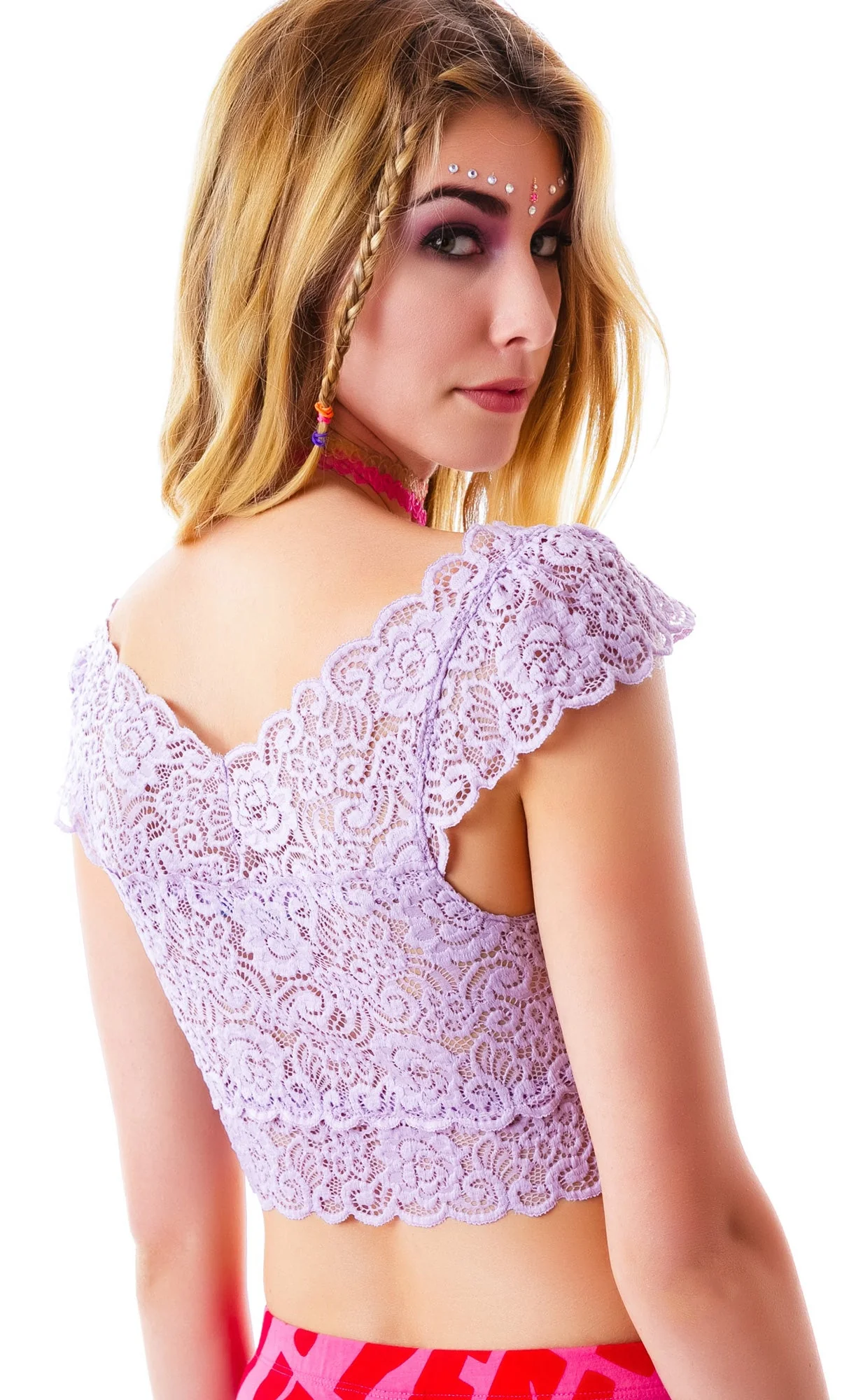 El Dorado Lace Crop Top - Light Purple - Image 11