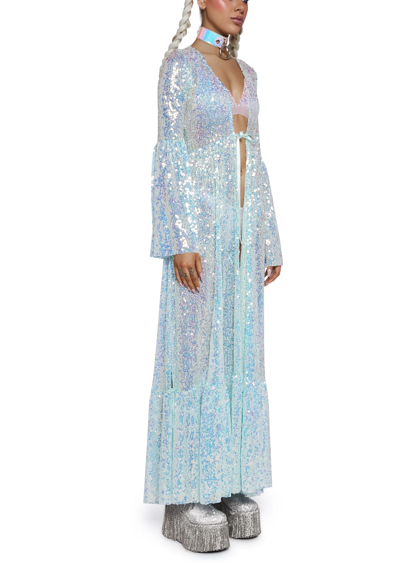 Electric Daze Sequin Duster - Blue - Image 2
