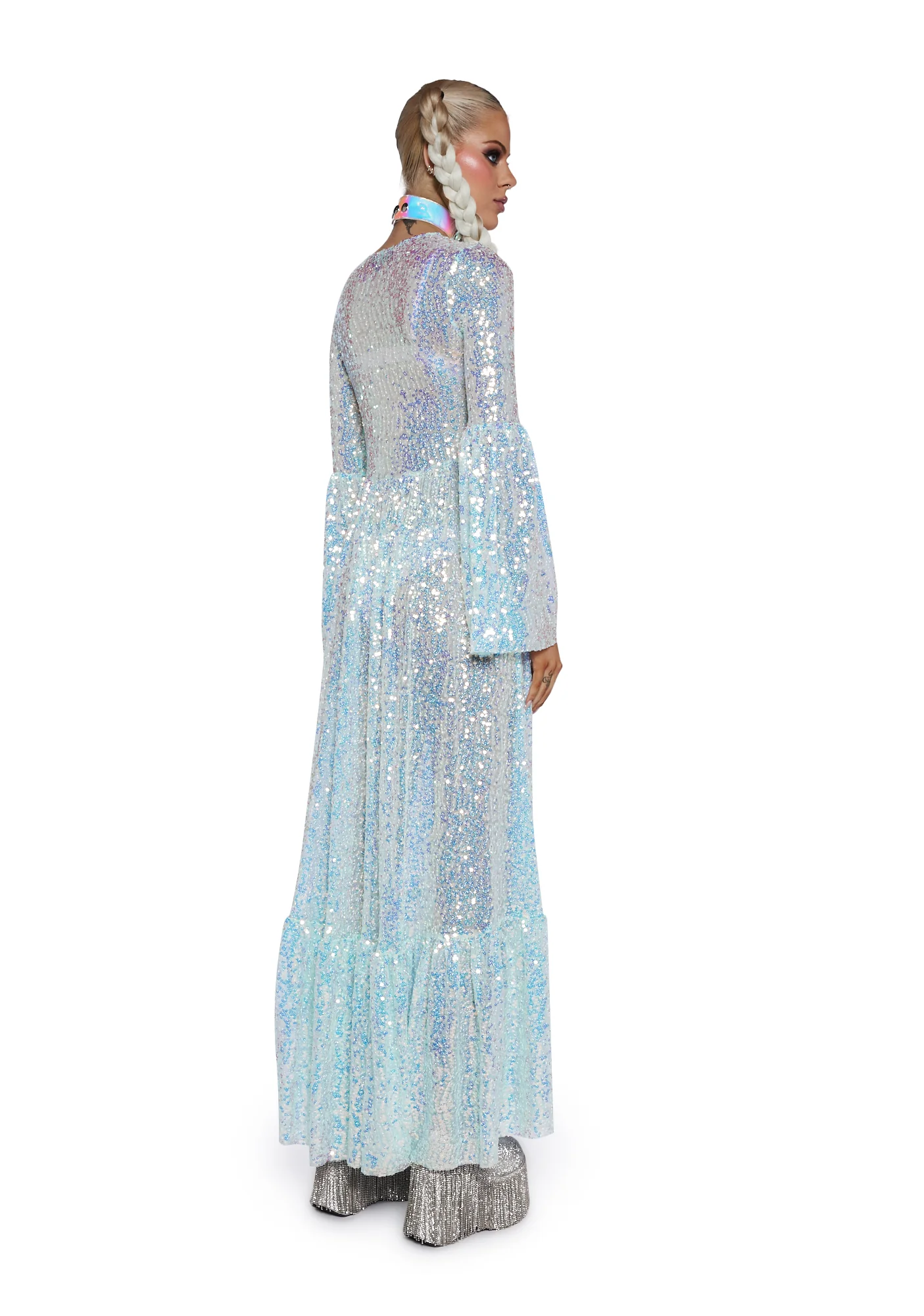 Electric Daze Sequin Duster - Blue - Image 4