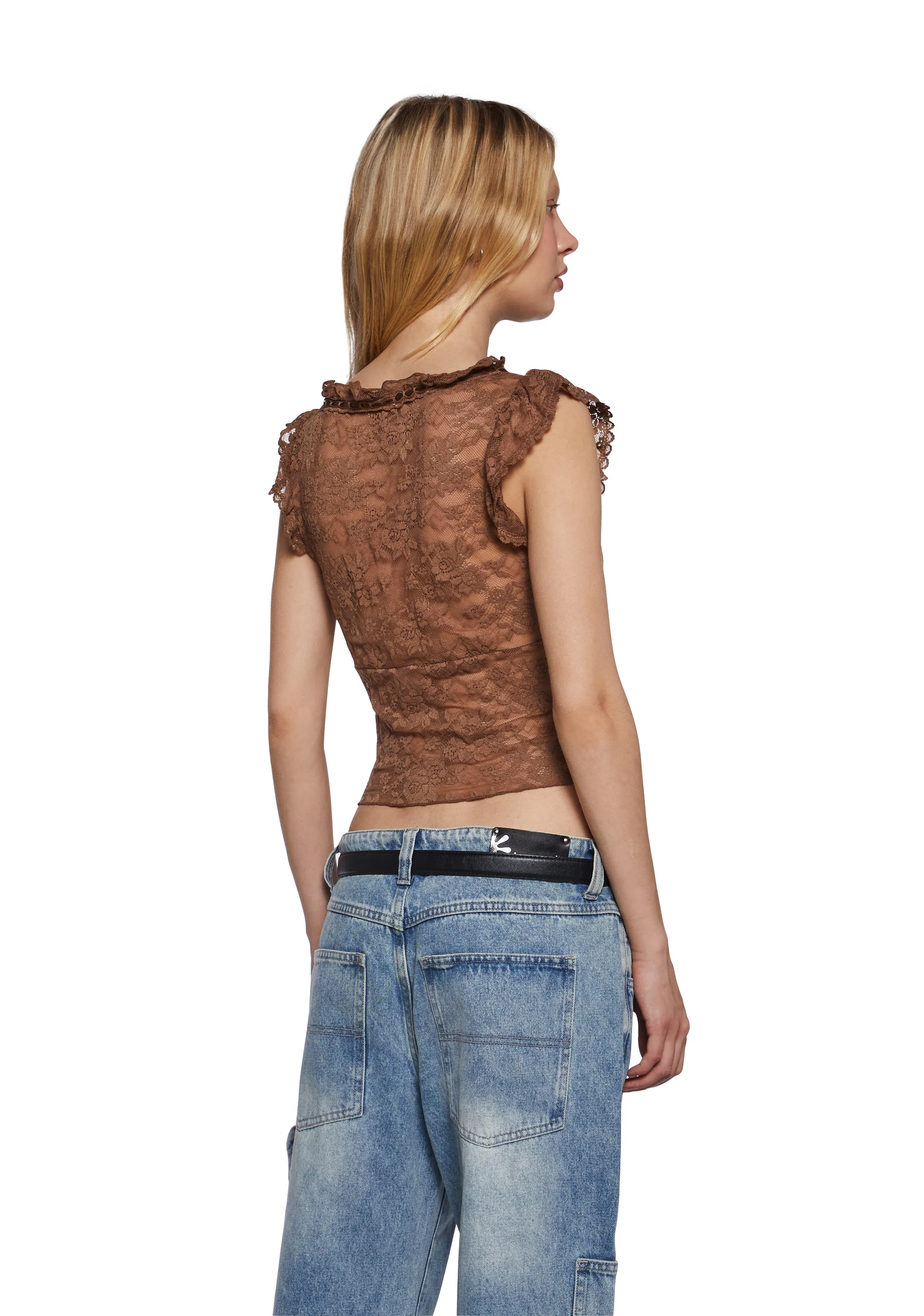 Elegance Reigns Lace Top - Brown - Image 4