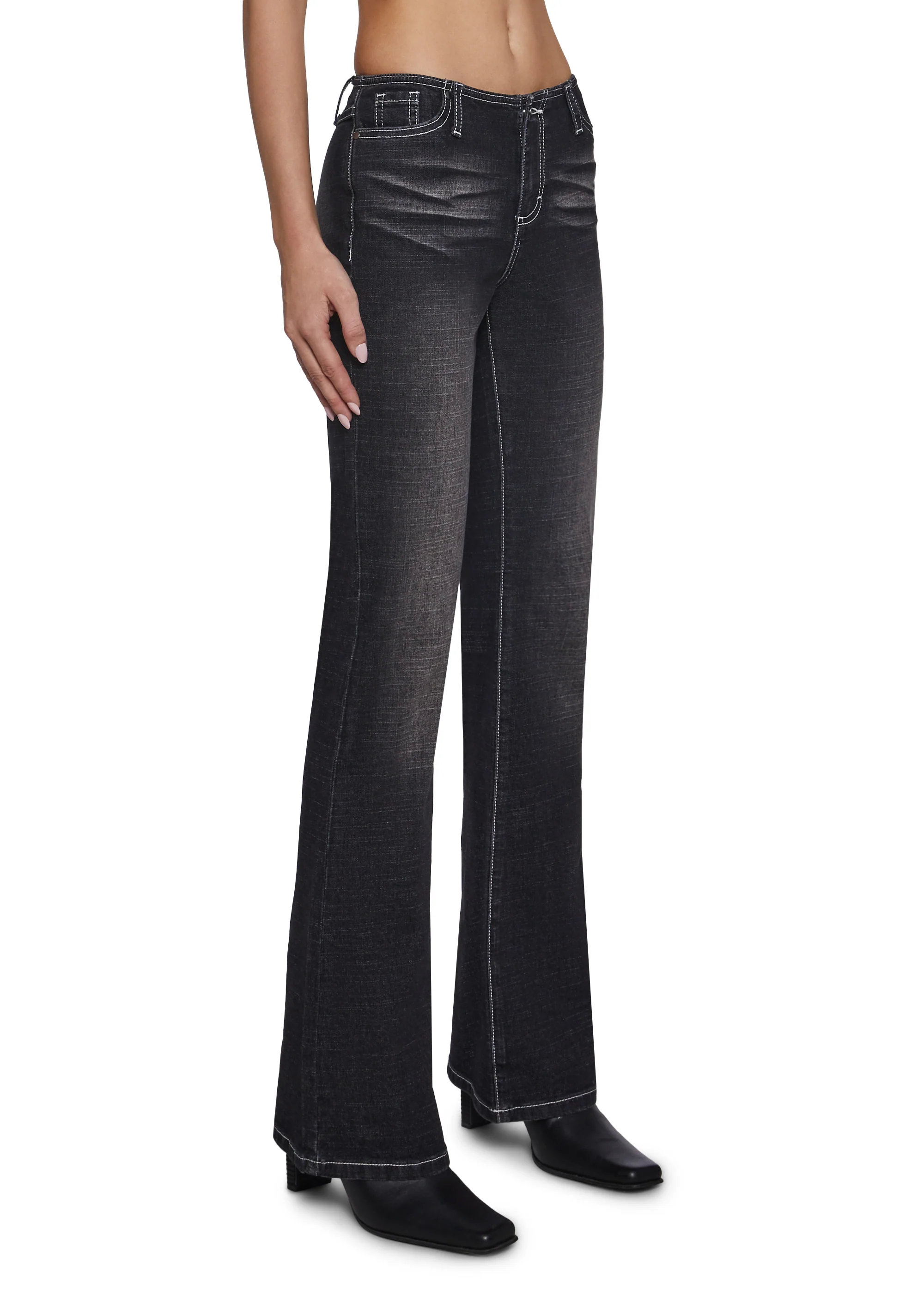 Elle Low Rise Jeans - Black - Image 3