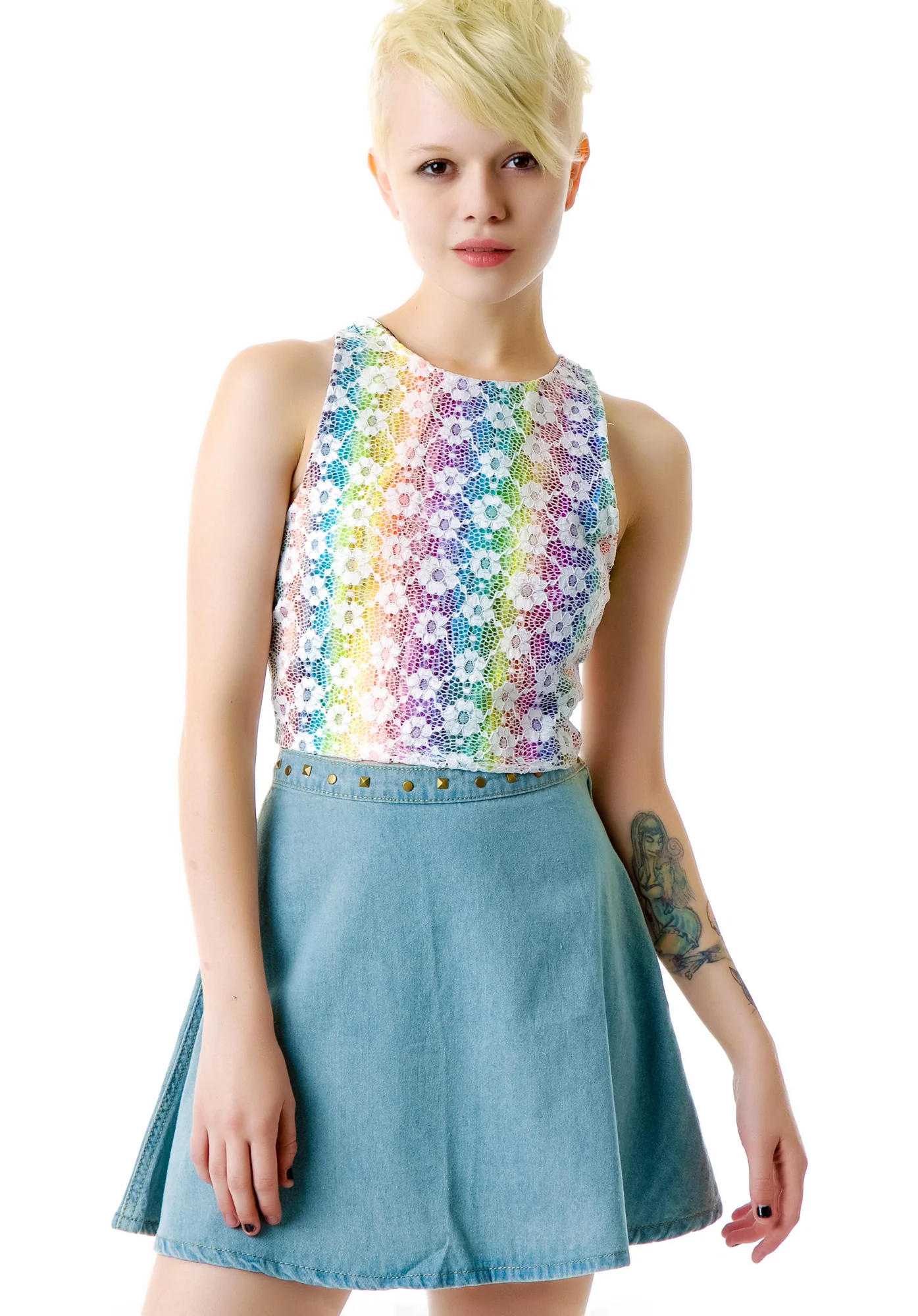 Ellie May Studded Denim Circle Skirt - Image 4
