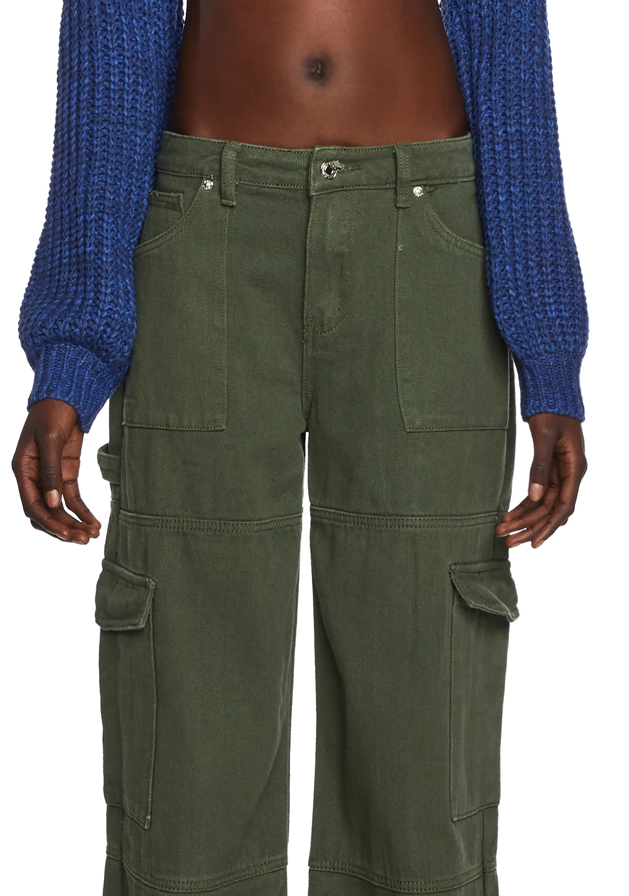 Ember Denim Cargo Pants - Olive - Image 4
