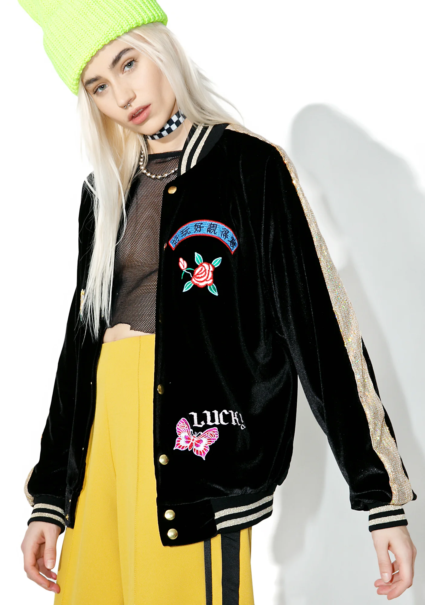 Embroidered Velvet & Sequin Bomber Jacket - Image 3