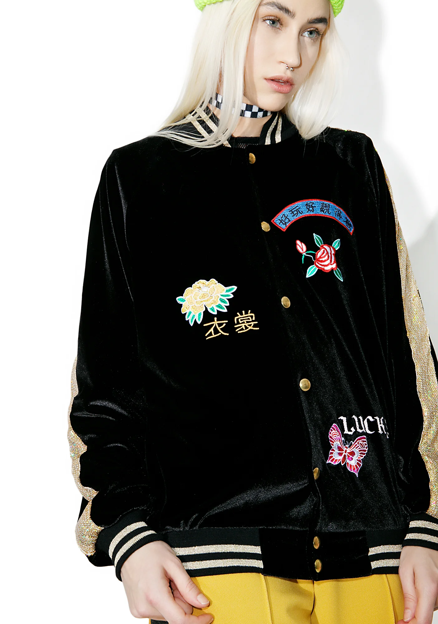 Embroidered Velvet & Sequin Bomber Jacket - Image 4