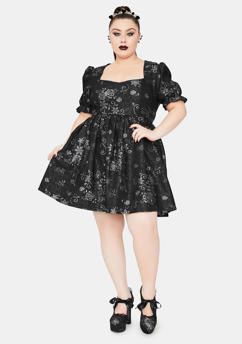 Enchanting Night Music Brocade Babydoll Dress - Image 3