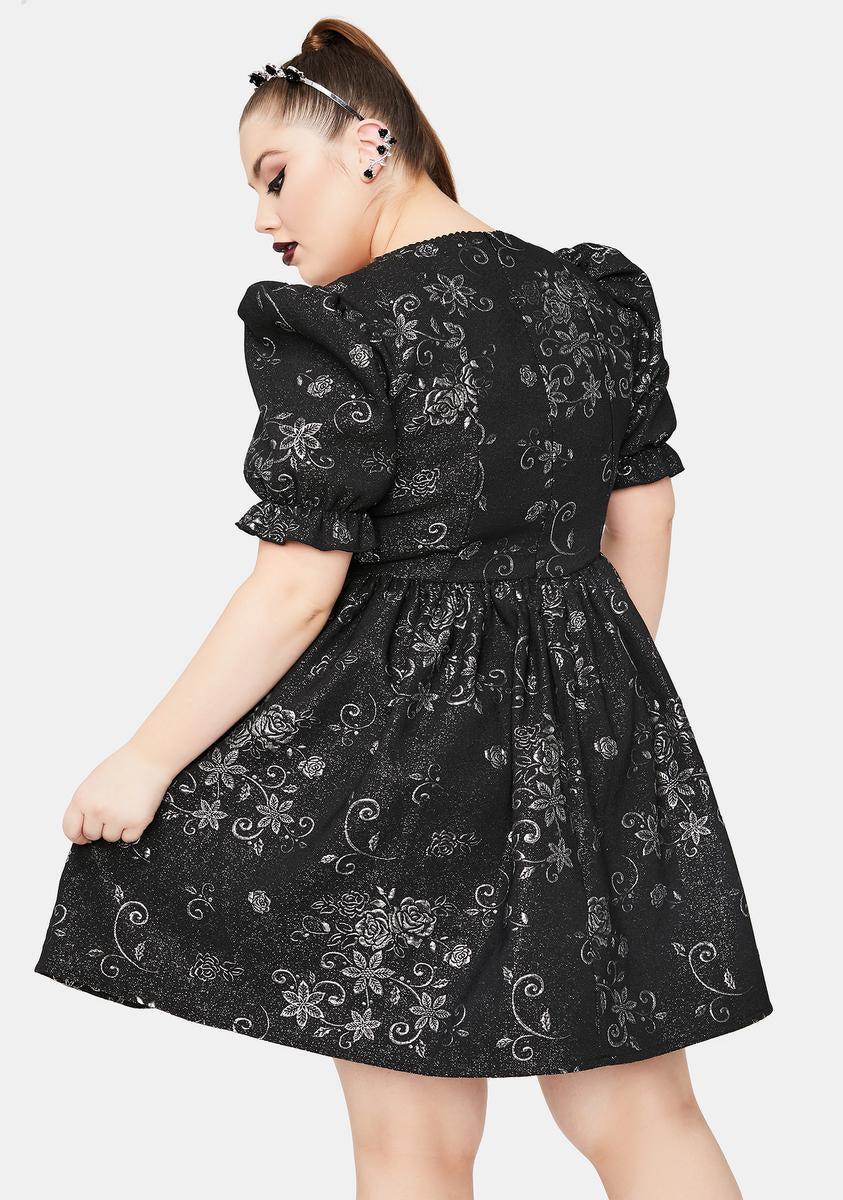 Enchanting Night Music Brocade Babydoll Dress - Image 4