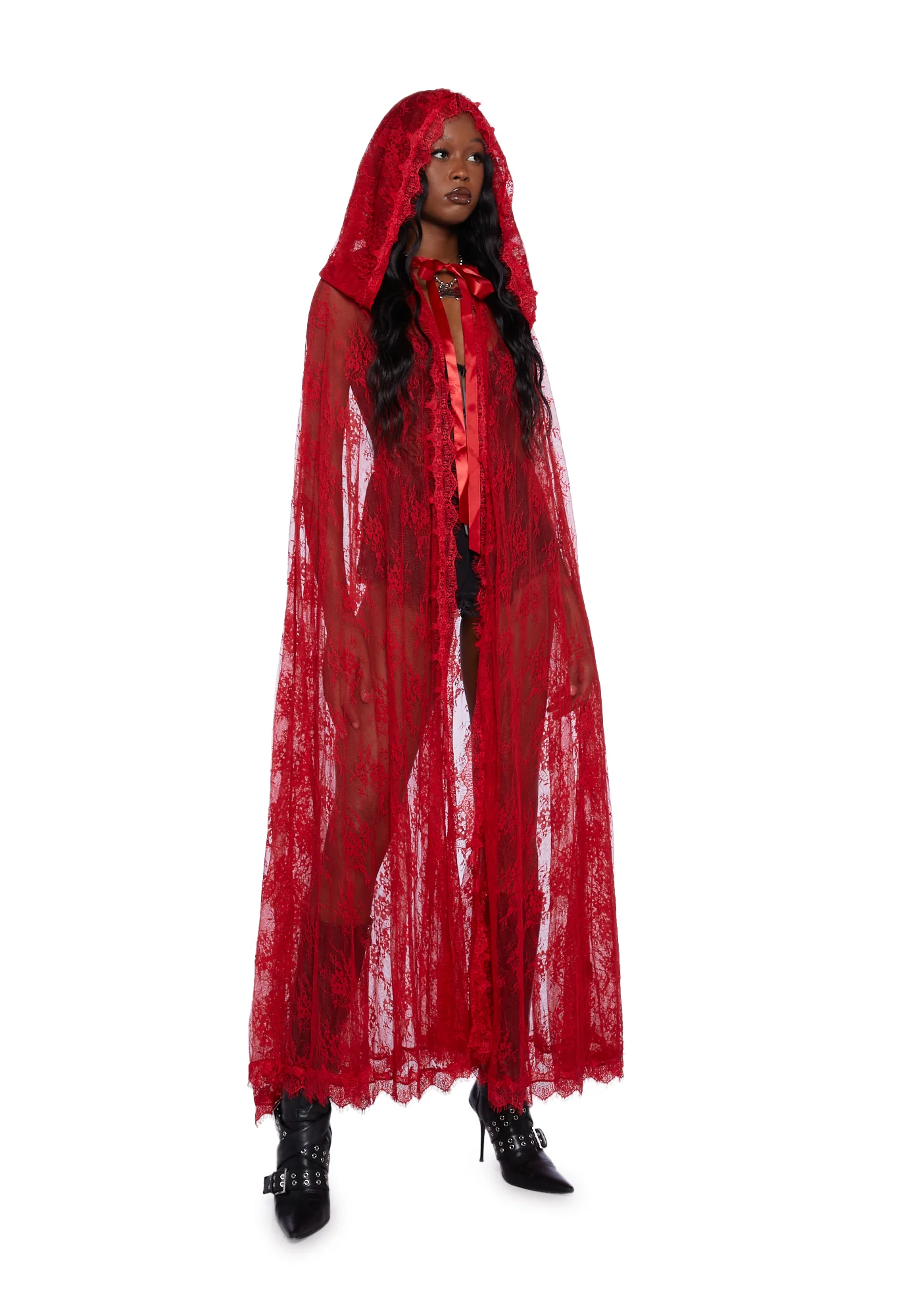 Endless Sorrow Lace Cape - Red - Image 5