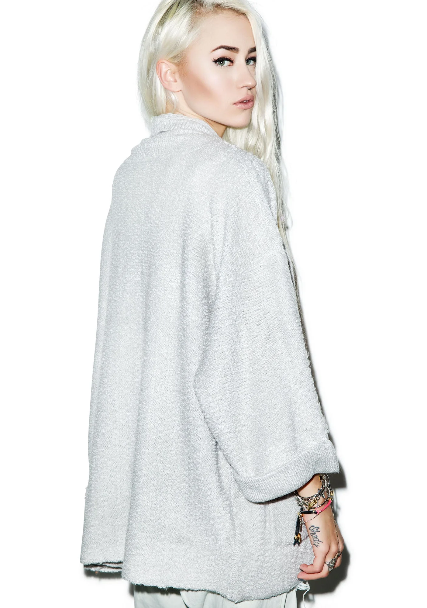 Essentials Slouch Cardigan - Light Gray - Image 3